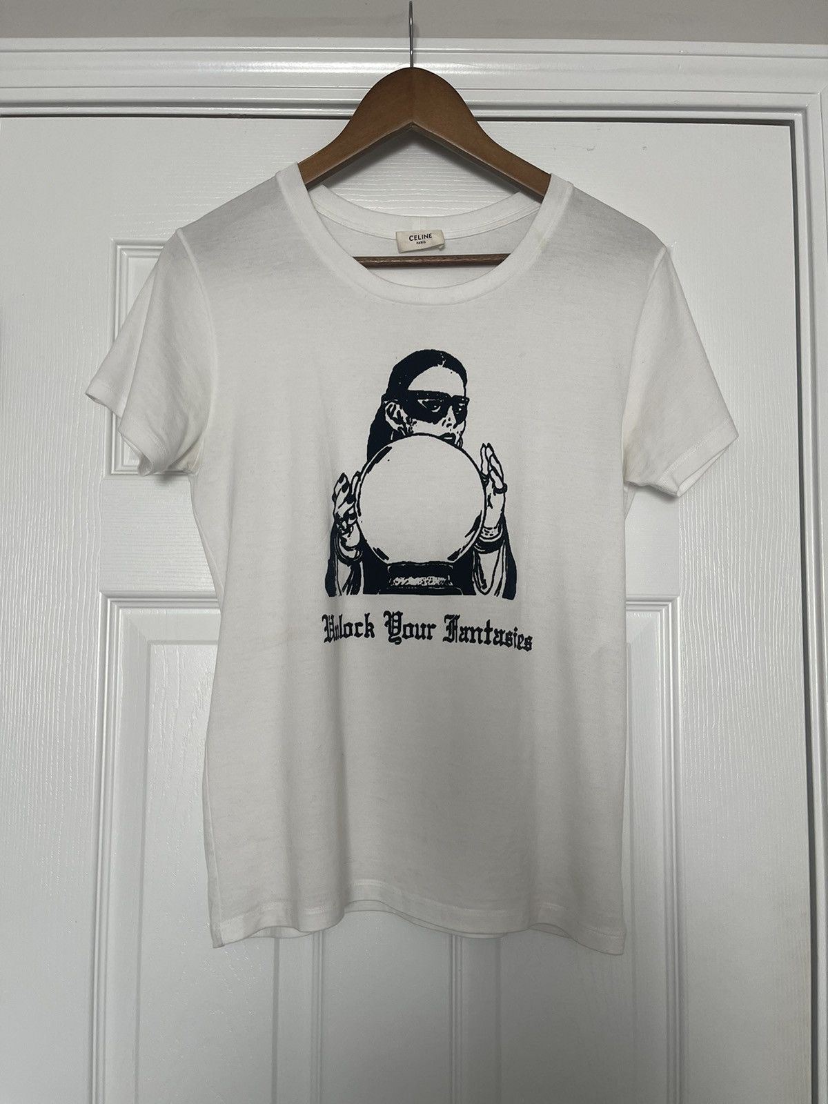 image of Celine Unlock Your Fantasies T-Shirt in White, Men's (Size Small)