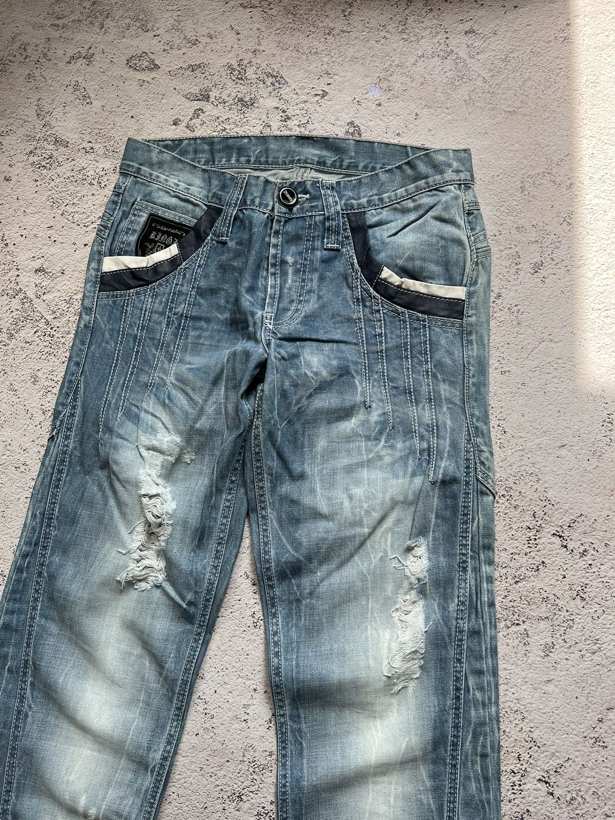 Japanese Brand × Vintage Vintage y2k distressed faded denim pants Size US 33 - 4 Thumbnail