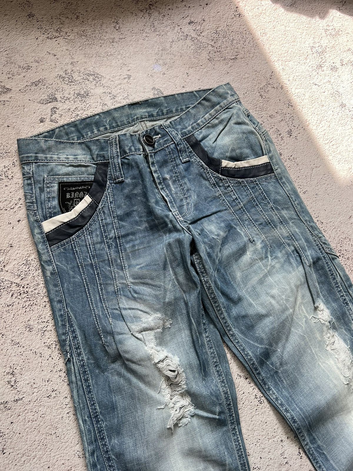Japanese Brand × Vintage Vintage y2k distressed faded denim pants Size US 33 - 3 Thumbnail