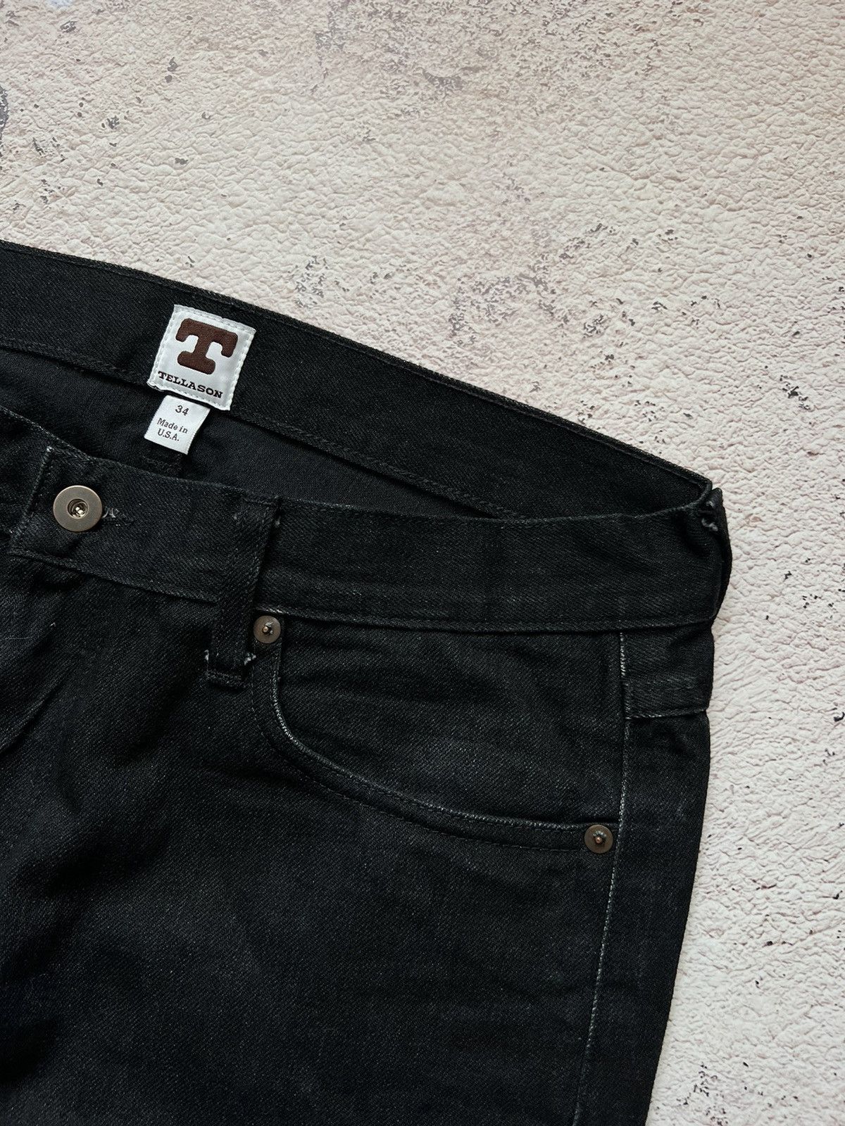 Japanese Brand × Tellason TELLASON LADBROKE GROVE BLACK SELVAGE DENIM JEANS Size US 34 / EU 50 - 9 Thumbnail