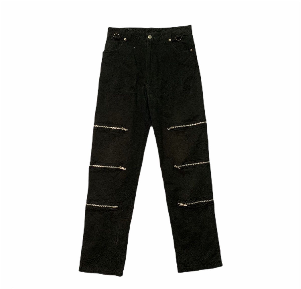 image of Stealsjapanese Multi Zipper Punk Style Rare Trousers Pants in Black, Men's (Size 28)