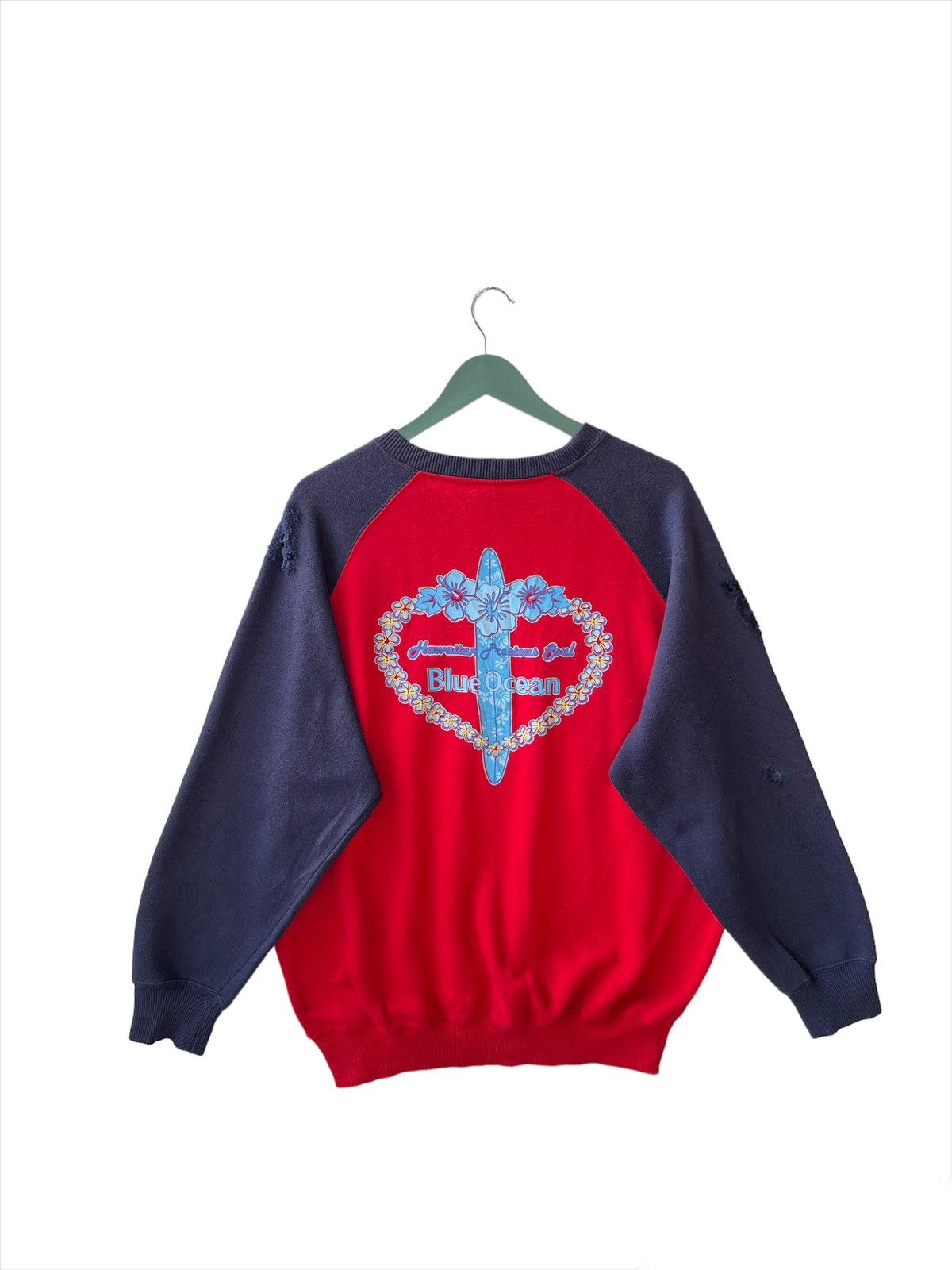 Vintage Vintage Blue Ocean Distress Two Tones Sweatshirt Size US L / EU 52-54 / 3 - 2 Thumbnail