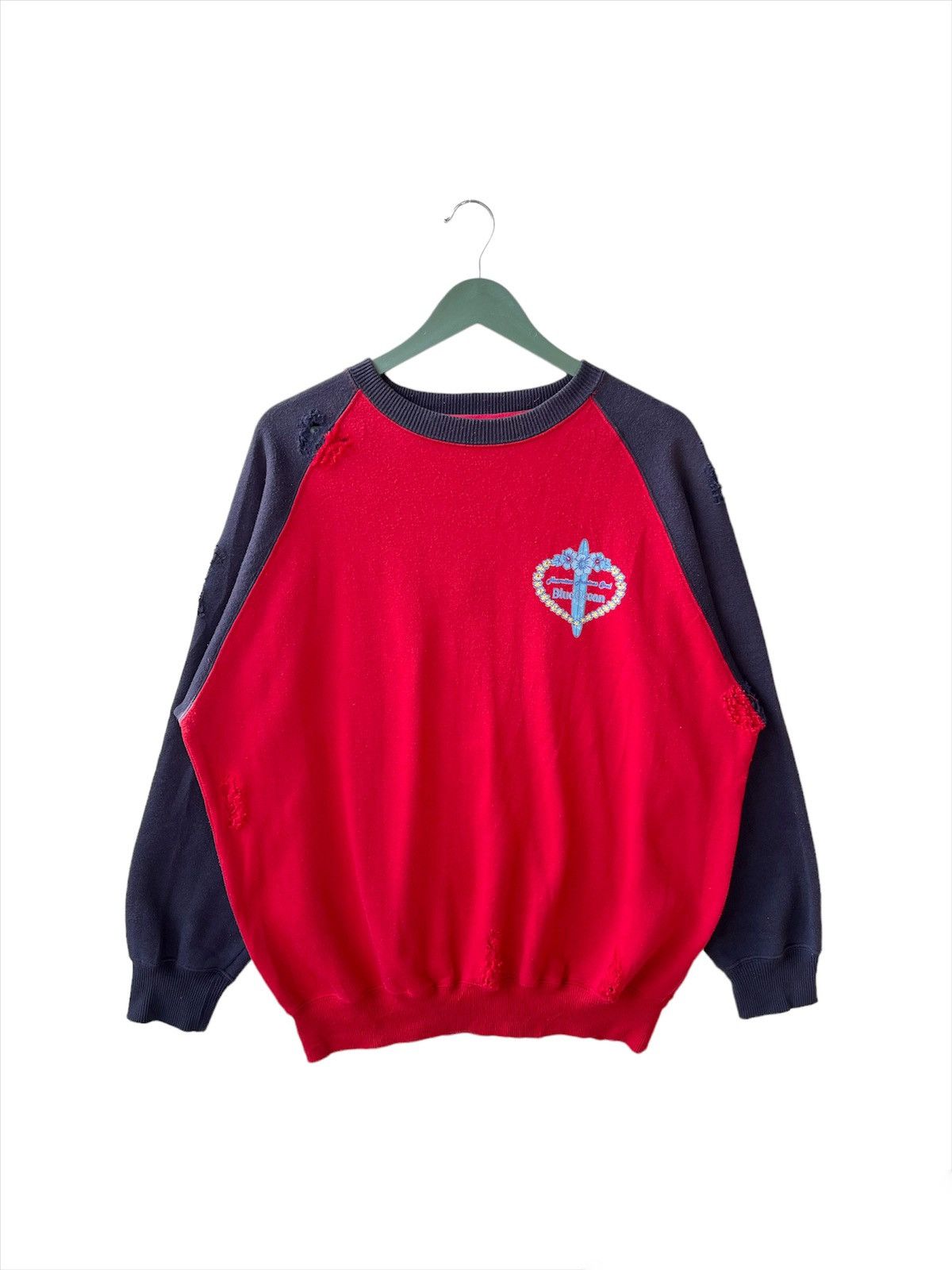 Vintage Vintage Blue Ocean Distress Two Tones Sweatshirt Size US L / EU 52-54 / 3 - 1 Thumbnail