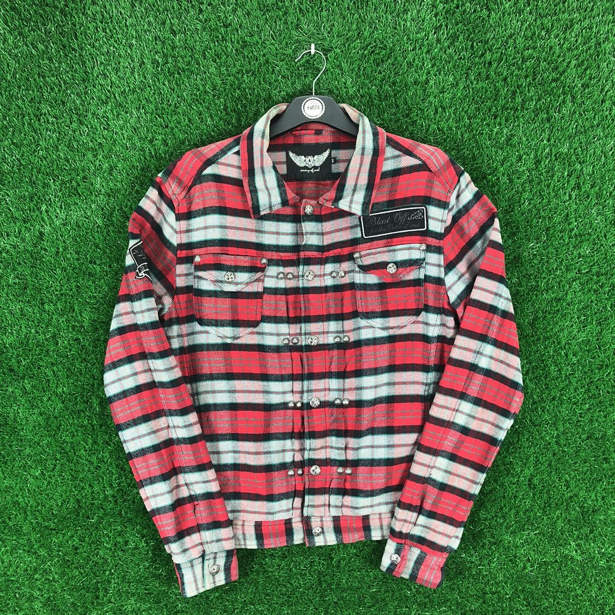 Seditionaries Vintage Flannel Jacket Checkered Chrome Heart Style Design Size US M / EU 48-50 / 2 - 1 Thumbnail