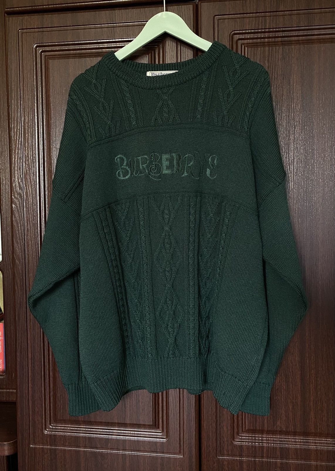 Burberry Vintage Burberry’s Big Logo Wool Sweater YSL Prada Size US L / EU 52-54 / 3 - 1 Thumbnail