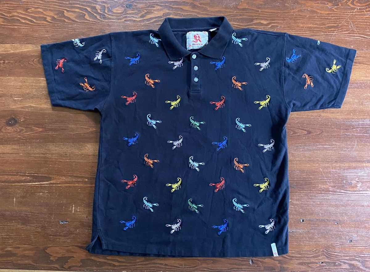 Vintage Vintage 90’s Kanji Embroidered Scorpions All Over Polo Size US XXL / EU 58 / 5 - 2 Thumbnail