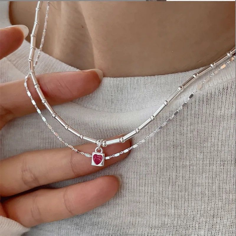 Jewelry × Vintage Little Red Heart Bamboo Necklace Size ONE SIZE - 3 Thumbnail
