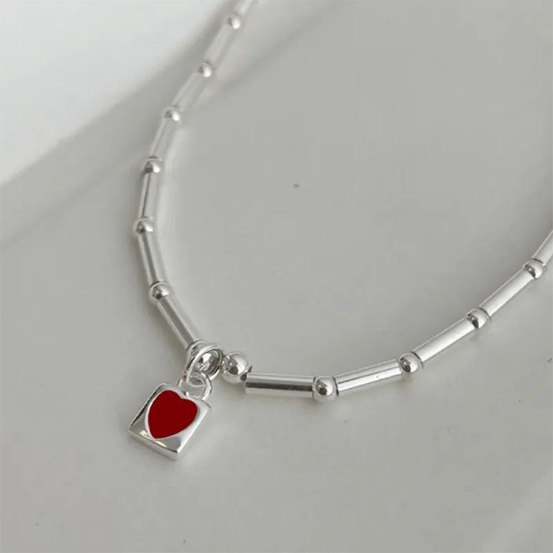 Jewelry × Vintage Little Red Heart Bamboo Necklace Size ONE SIZE - 1 Thumbnail