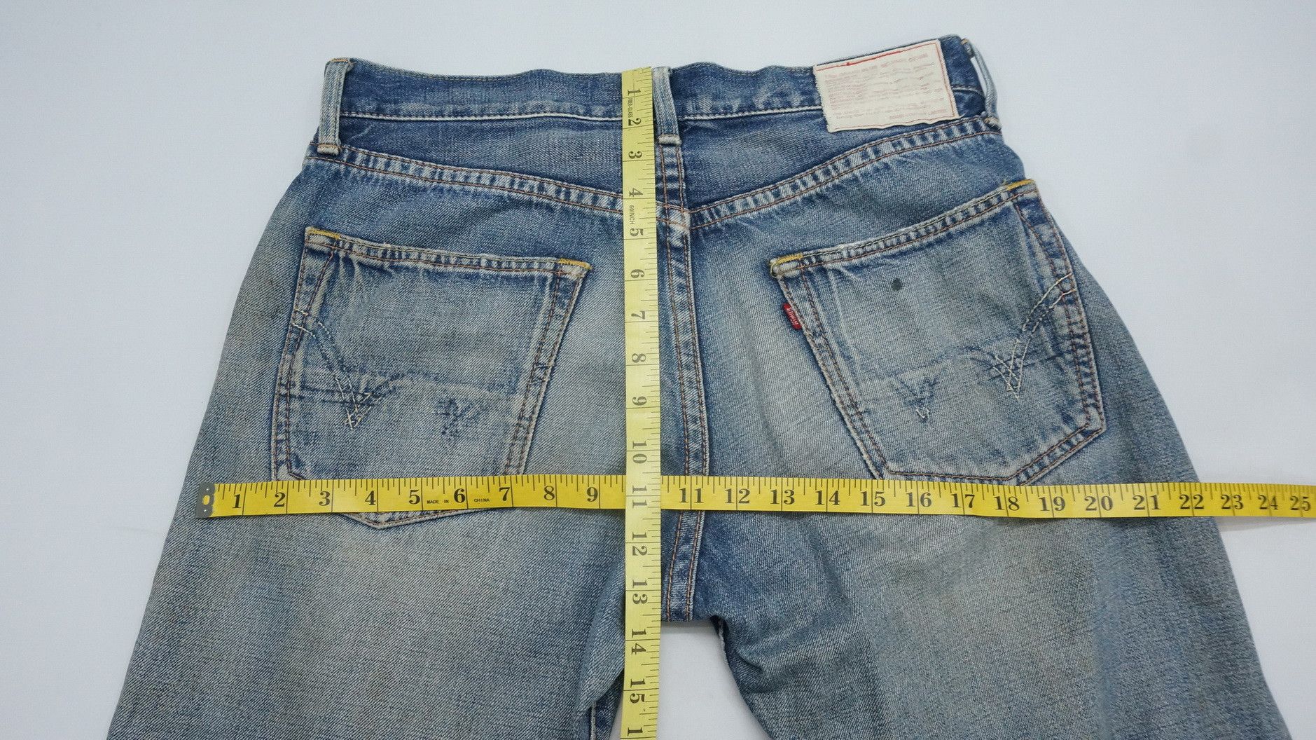 Edwin 🔥 Vtg EDWIN 13oz Grand Blue Selvedge Worn Out Aging Denim Size US 32 / EU 48 - 21 Thumbnail