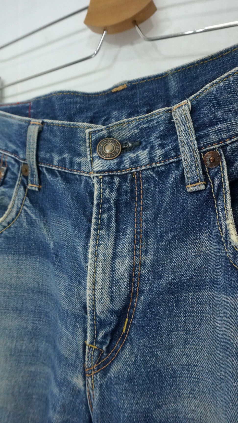 Edwin 🔥 Vtg EDWIN 13oz Grand Blue Selvedge Worn Out Aging Denim Size US 32 / EU 48 - 11 Thumbnail