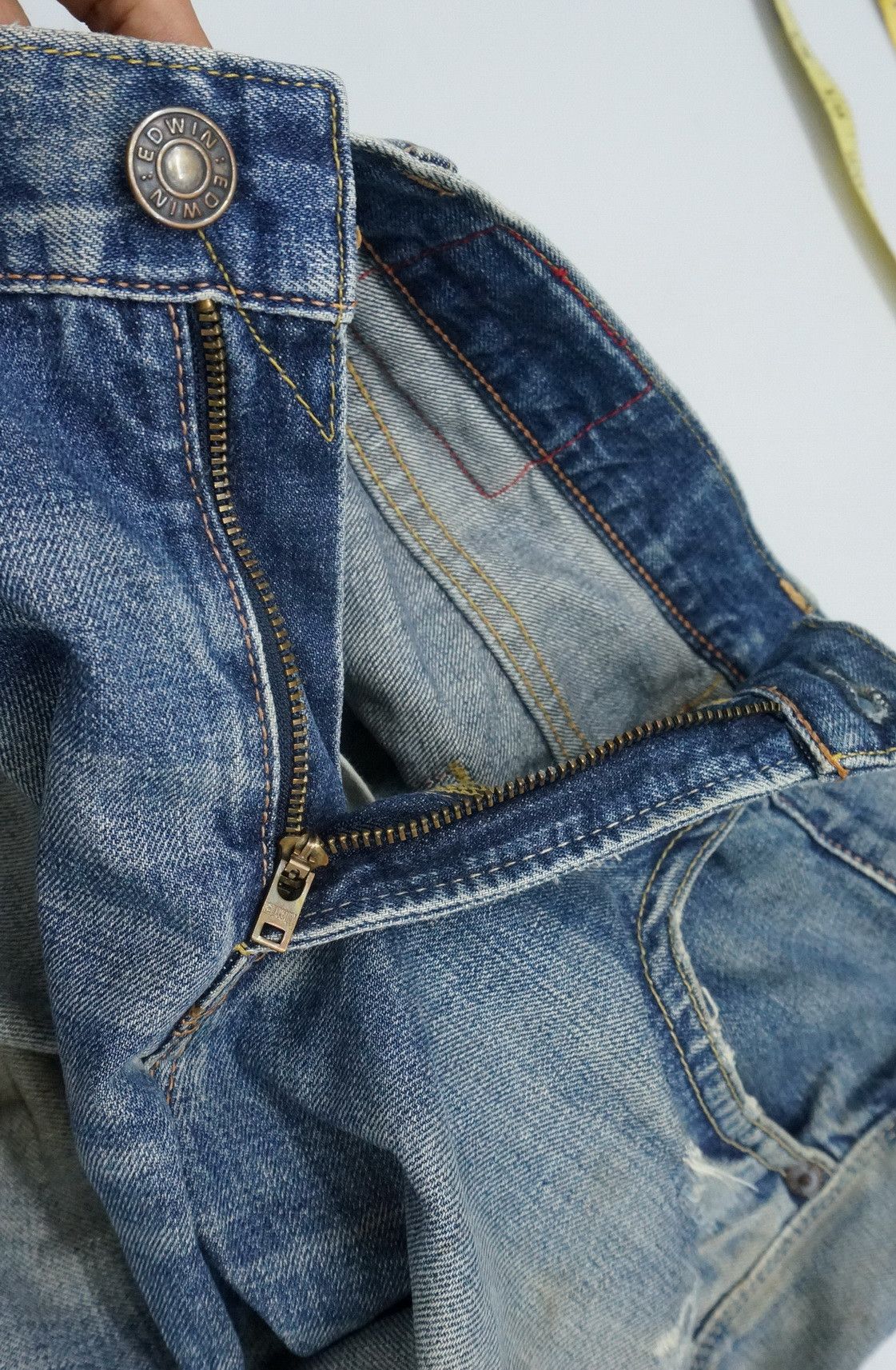 Edwin 🔥 Vtg EDWIN 13oz Grand Blue Selvedge Worn Out Aging Denim Size US 32 / EU 48 - 22 Thumbnail