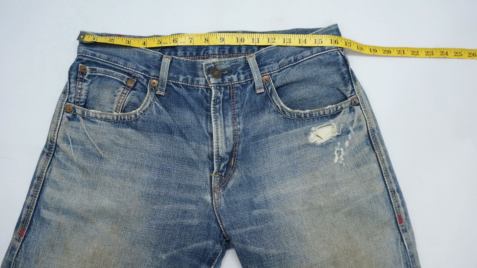 Edwin 🔥 Vtg EDWIN 13oz Grand Blue Selvedge Worn Out Aging Denim Size US 32 / EU 48 - 17 Thumbnail