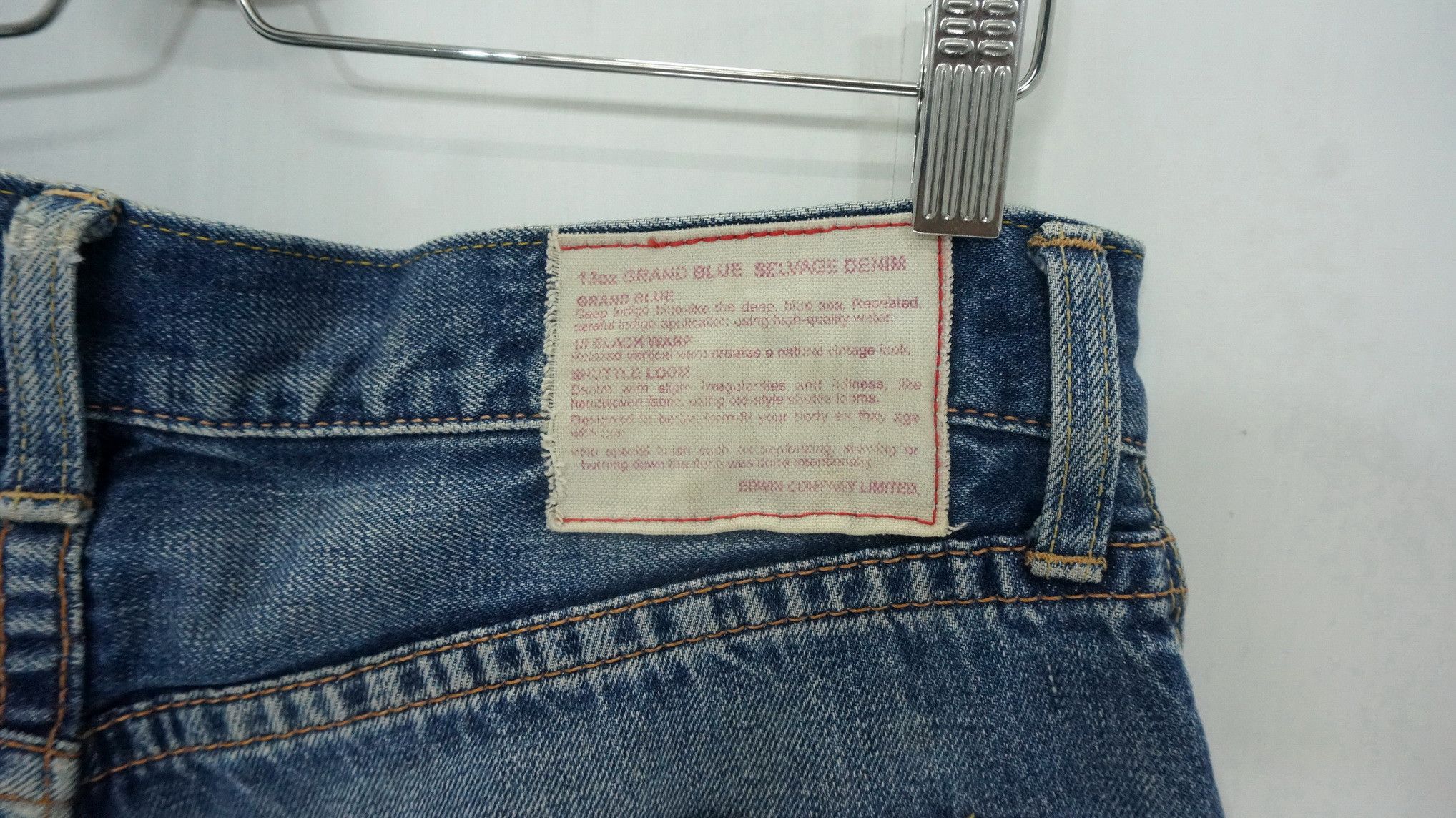 Edwin 🔥 Vtg EDWIN 13oz Grand Blue Selvedge Worn Out Aging Denim Size US 32 / EU 48 - 12 Thumbnail