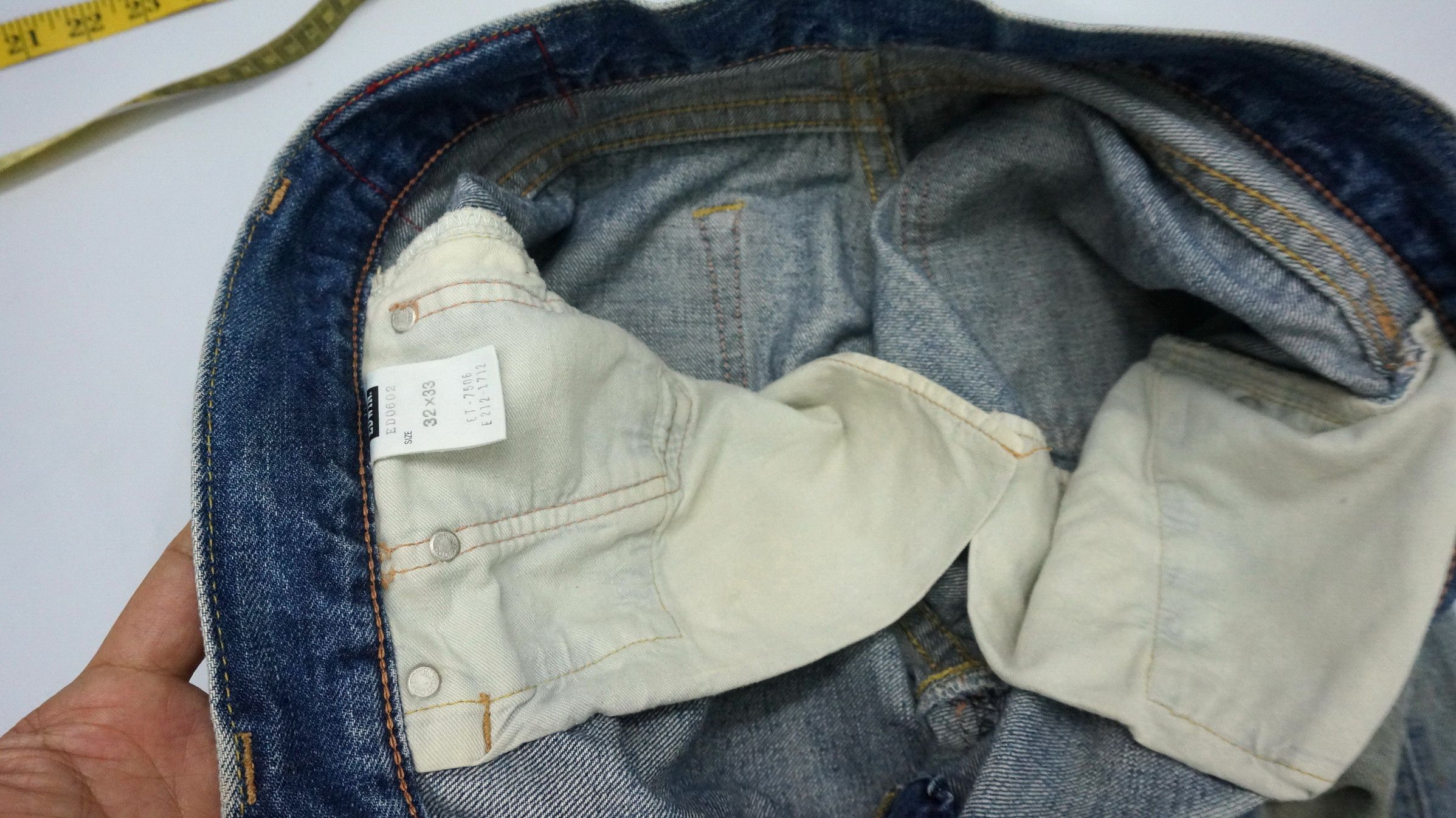 Edwin 🔥 Vtg EDWIN 13oz Grand Blue Selvedge Worn Out Aging Denim Size US 32 / EU 48 - 23 Thumbnail