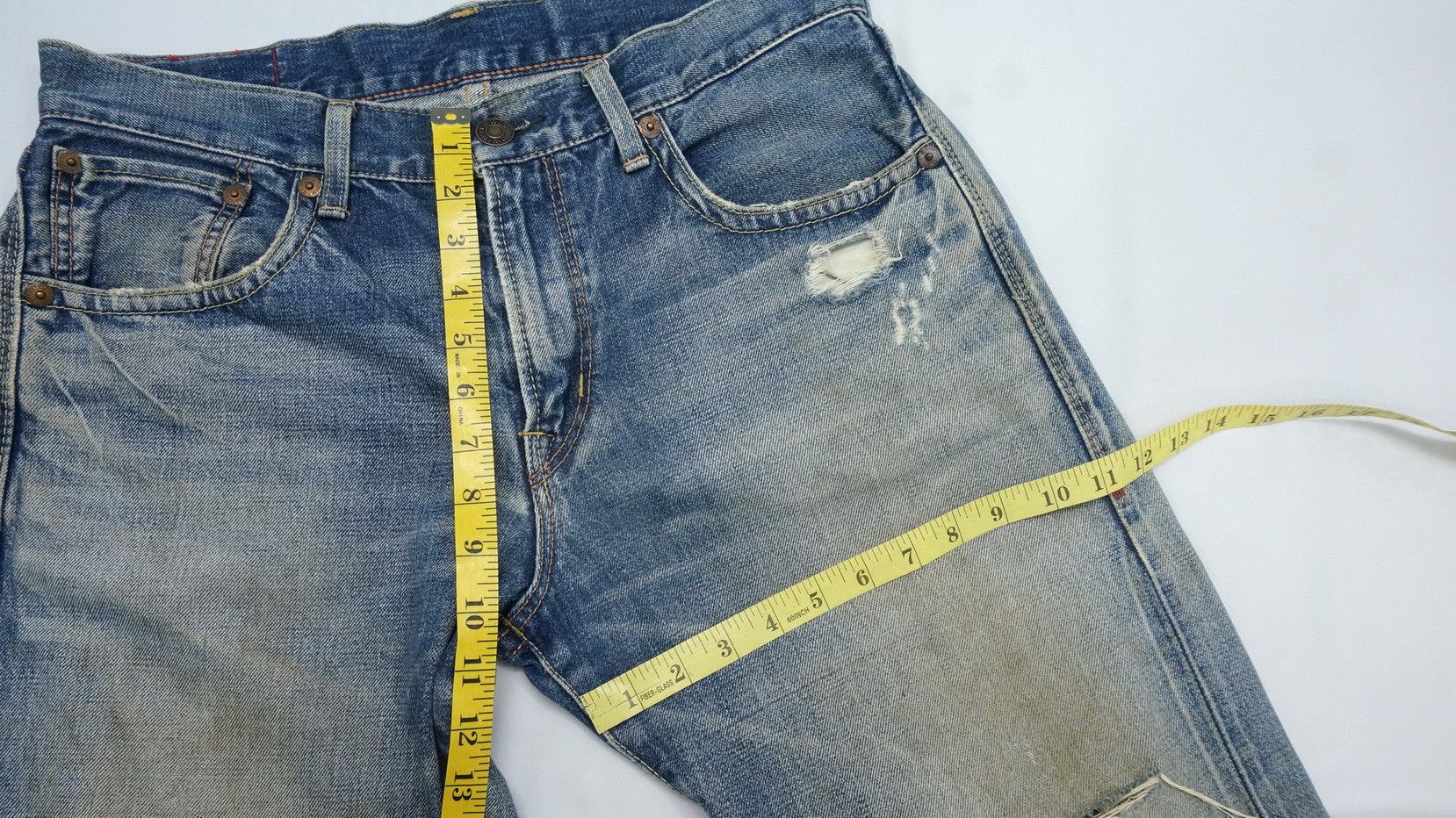 Edwin 🔥 Vtg EDWIN 13oz Grand Blue Selvedge Worn Out Aging Denim Size US 32 / EU 48 - 19 Thumbnail