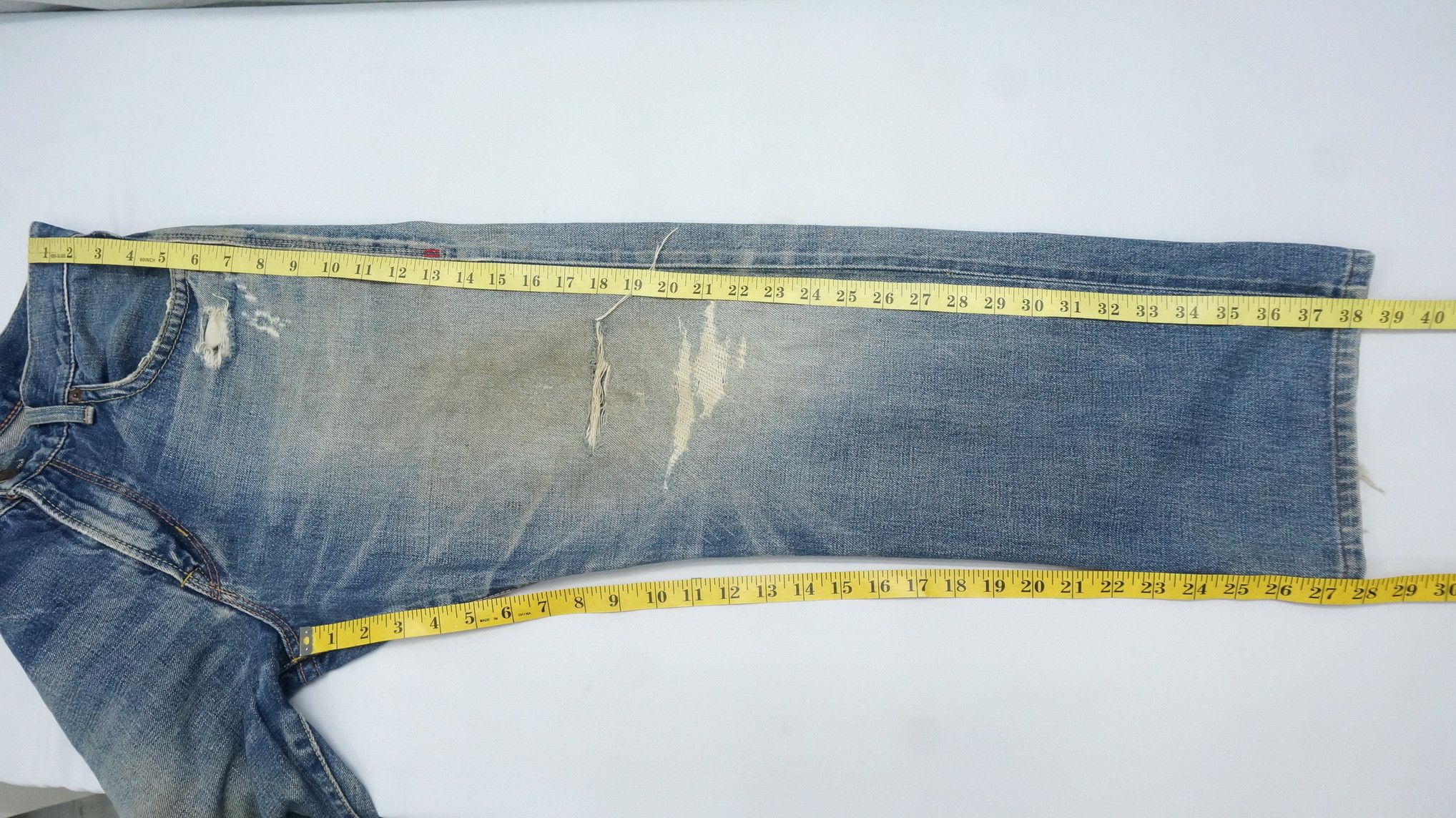Edwin 🔥 Vtg EDWIN 13oz Grand Blue Selvedge Worn Out Aging Denim Size US 32 / EU 48 - 18 Thumbnail