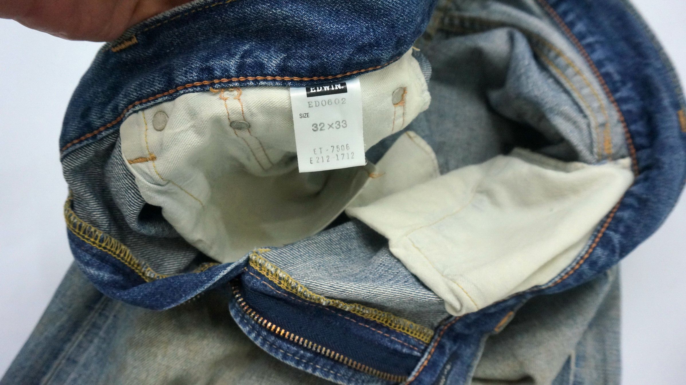 Edwin 🔥 Vtg EDWIN 13oz Grand Blue Selvedge Worn Out Aging Denim Size US 32 / EU 48 - 16 Thumbnail