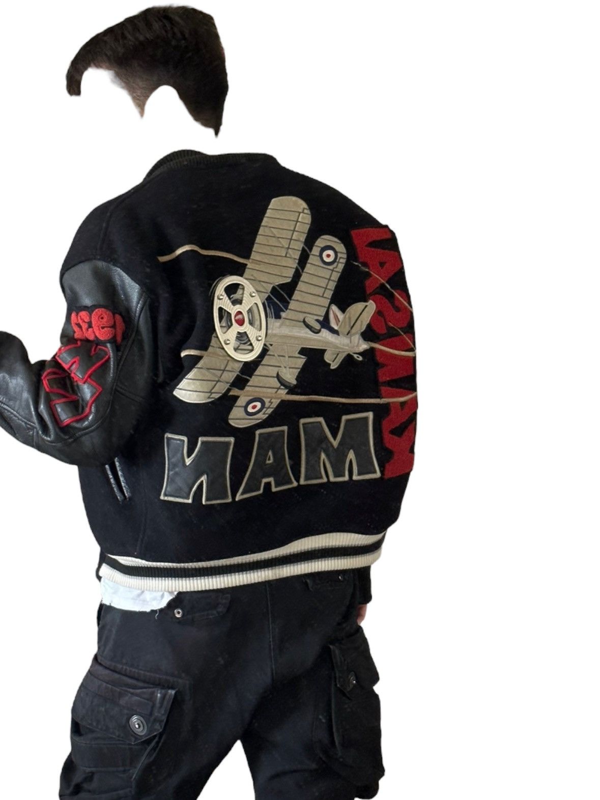 Kansai Yamamoto 1980’s 3D Metal Airplane Varsity Jacket Size US XL / EU 56 / 4 - 6 Thumbnail