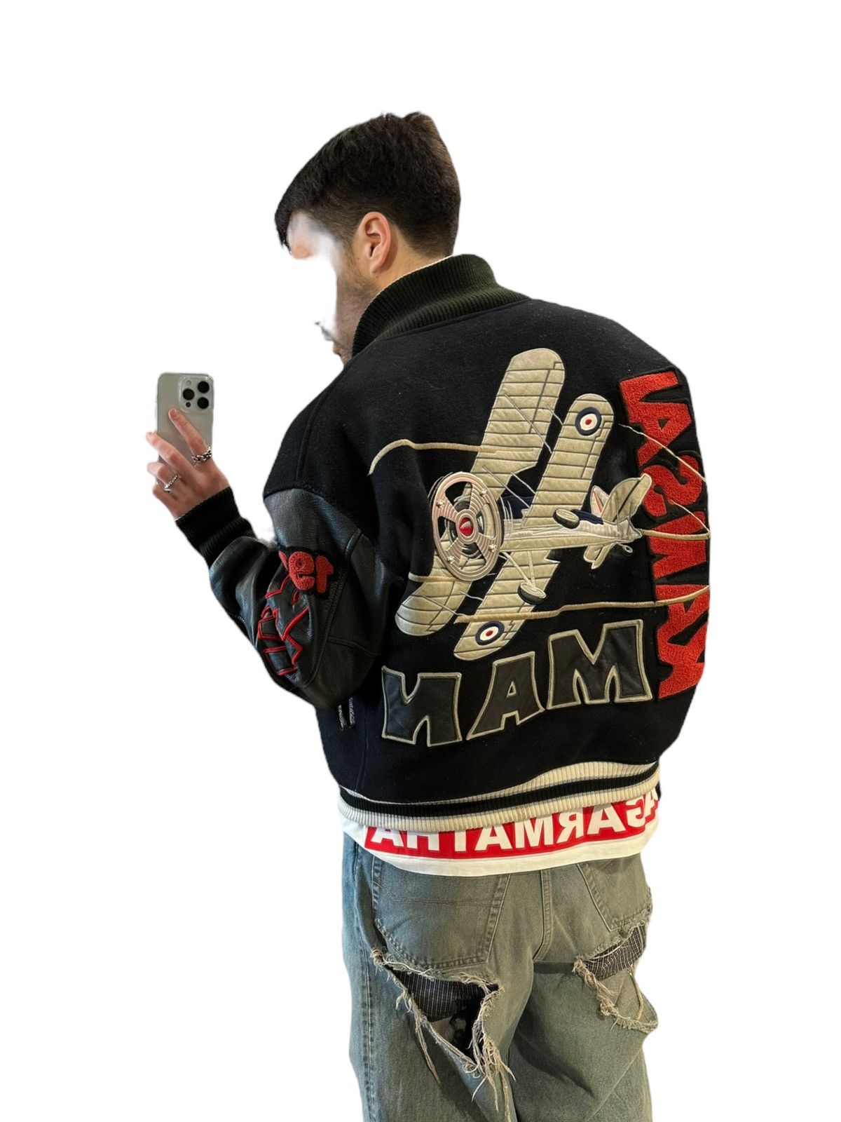 Kansai Yamamoto 1980’s 3D Metal Airplane Varsity Jacket Size US XL / EU 56 / 4 - 5 Thumbnail