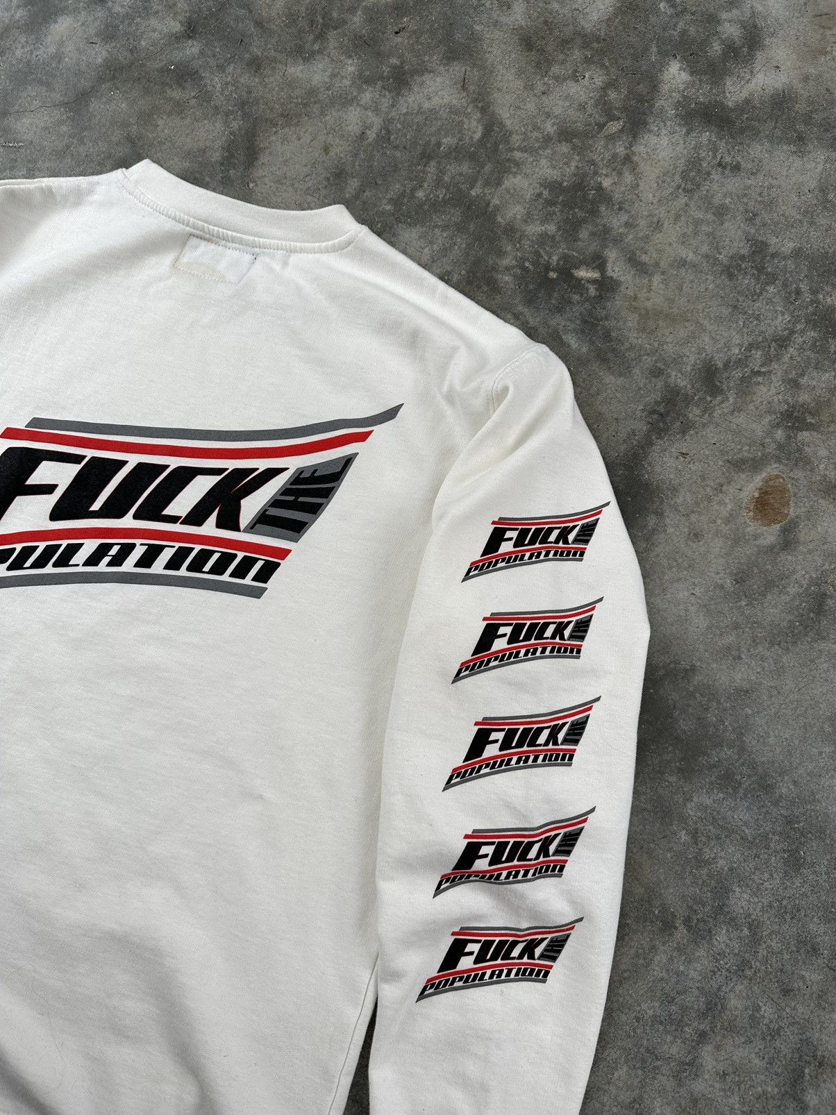 Fuck The Population Fuck The Population Metal / Grunge Logo White Crewneck Large Size US L / EU 52-54 / 3 - 4 Thumbnail