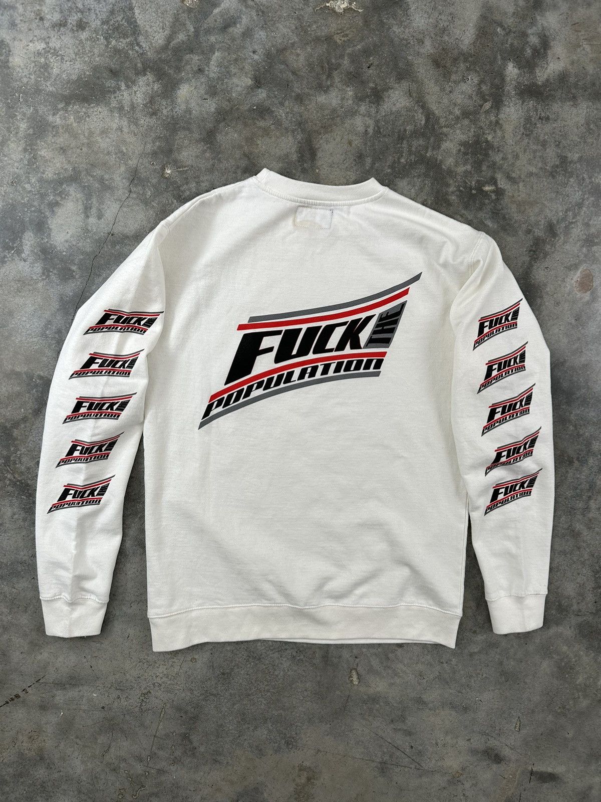 Fuck The Population Fuck The Population Metal / Grunge Logo White Crewneck Large Size US L / EU 52-54 / 3 - 1 Thumbnail