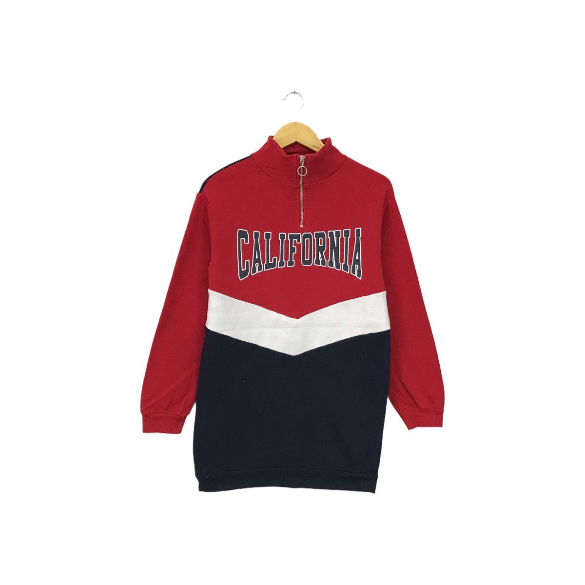 image of Vintage California Sweatshirt Half Zip Pullover Jumper in Red, Men's (Size Medium)