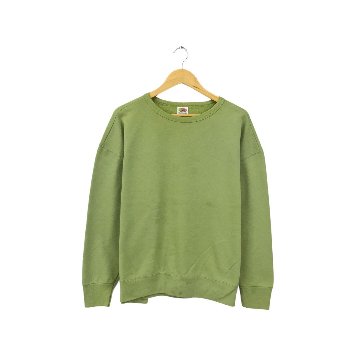 image of Blank x Fruit Of The Loom Vintage Fruit Of The Loom Sweatshirt Plain Pullover Jumper in Green (Size