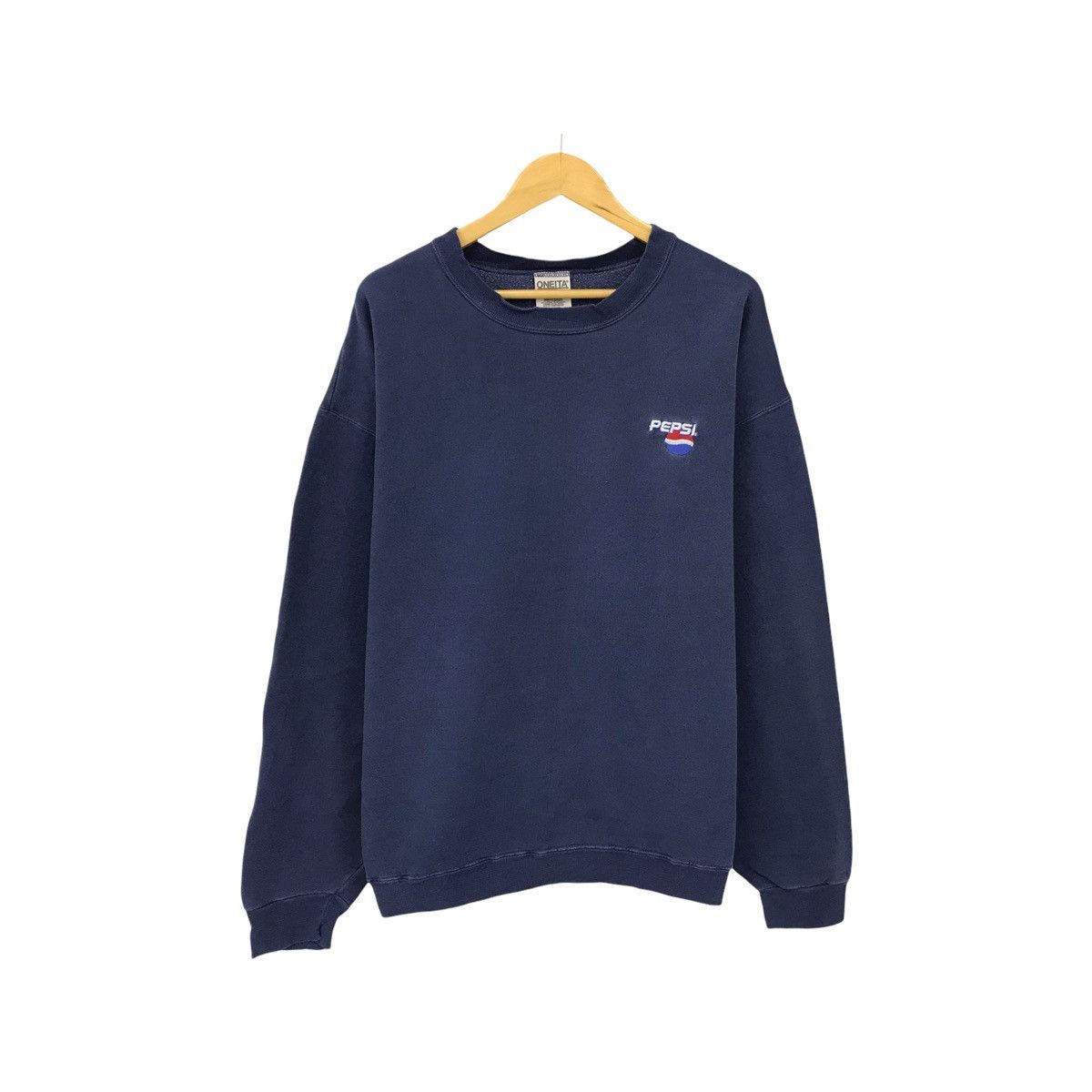 image of Vintage Pepsi Sweatshirt Pepsi Jumper Pullover Made In Usa in Navy, Men's (Size XL)