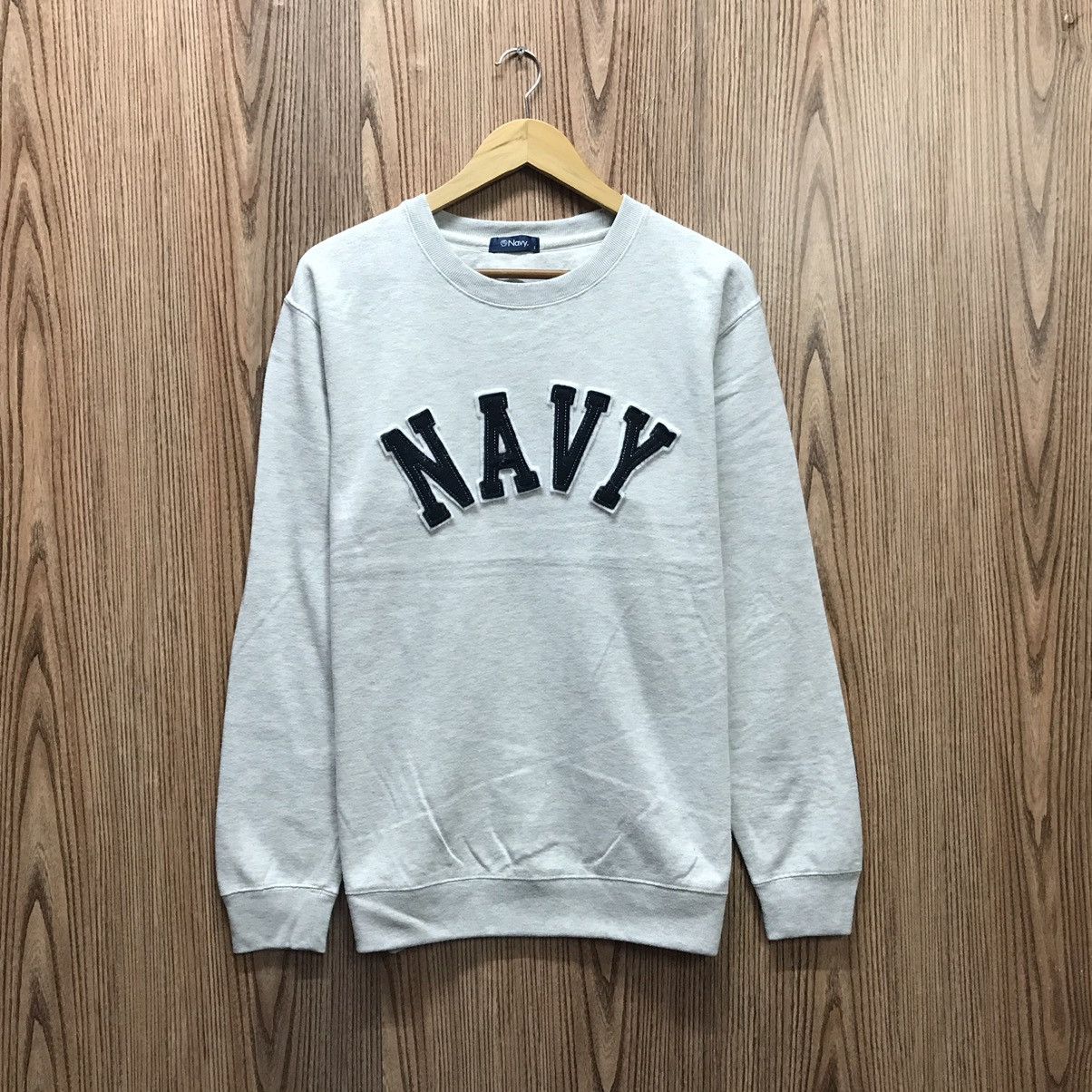 Japanese Brand × Vintage Vintage Navy Sweatshirt CrewNeck Big Logo Embroidery NAVY Size US M / EU 48-50 / 2 - 1 Thumbnail