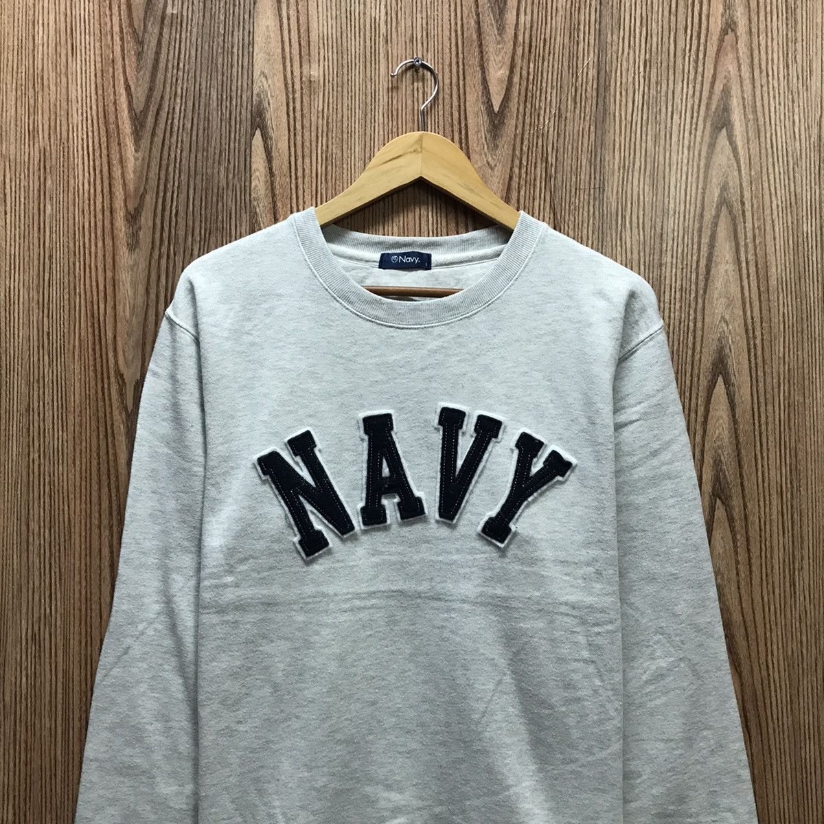 Japanese Brand × Vintage Vintage Navy Sweatshirt CrewNeck Big Logo Embroidery NAVY Size US M / EU 48-50 / 2 - 2 Thumbnail