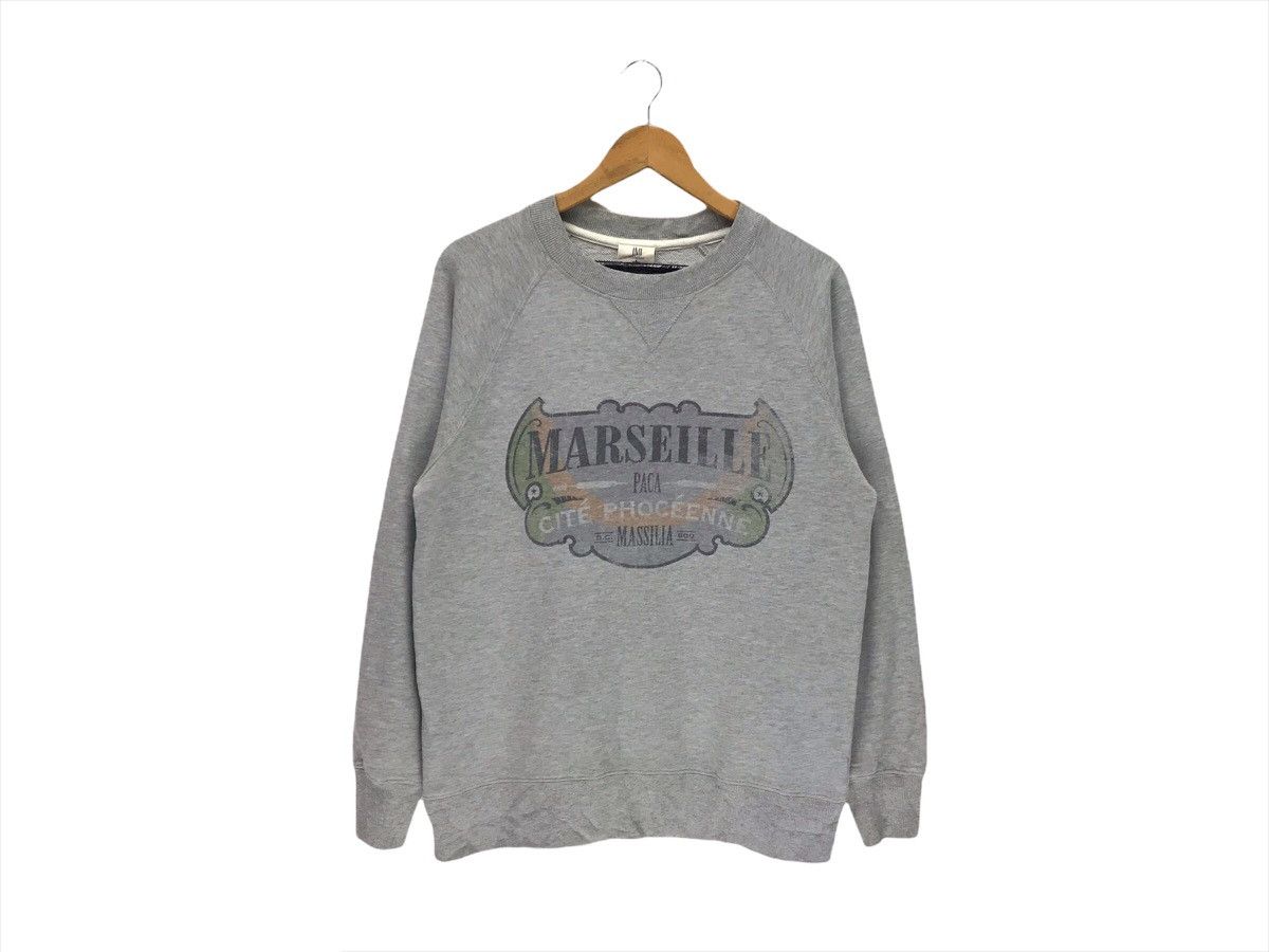 image of Vintage Marseille France Big Logo Sweatshirt in Grey, Men's (Size Medium)