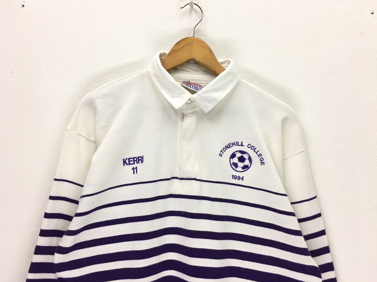 Vintage Vintage 90s 1994 Stonehill College Striped Rugby Shirt Size US L / EU 52-54 / 3 - 3 Thumbnail