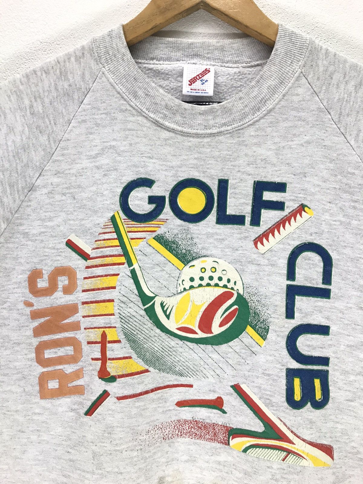 Jerzees × Sports Specialties × Vintage Vintage 90s Ron’s Golf Club Big Print Tiger Wood Sweater Size US M / EU 48-50 / 2 - 3 Thumbnail