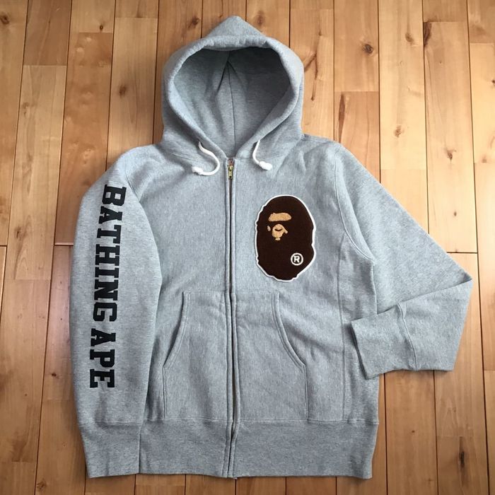 Bape BAPE × CHAMPION Reverse Weave Zip Hoodie Gray | Grailed