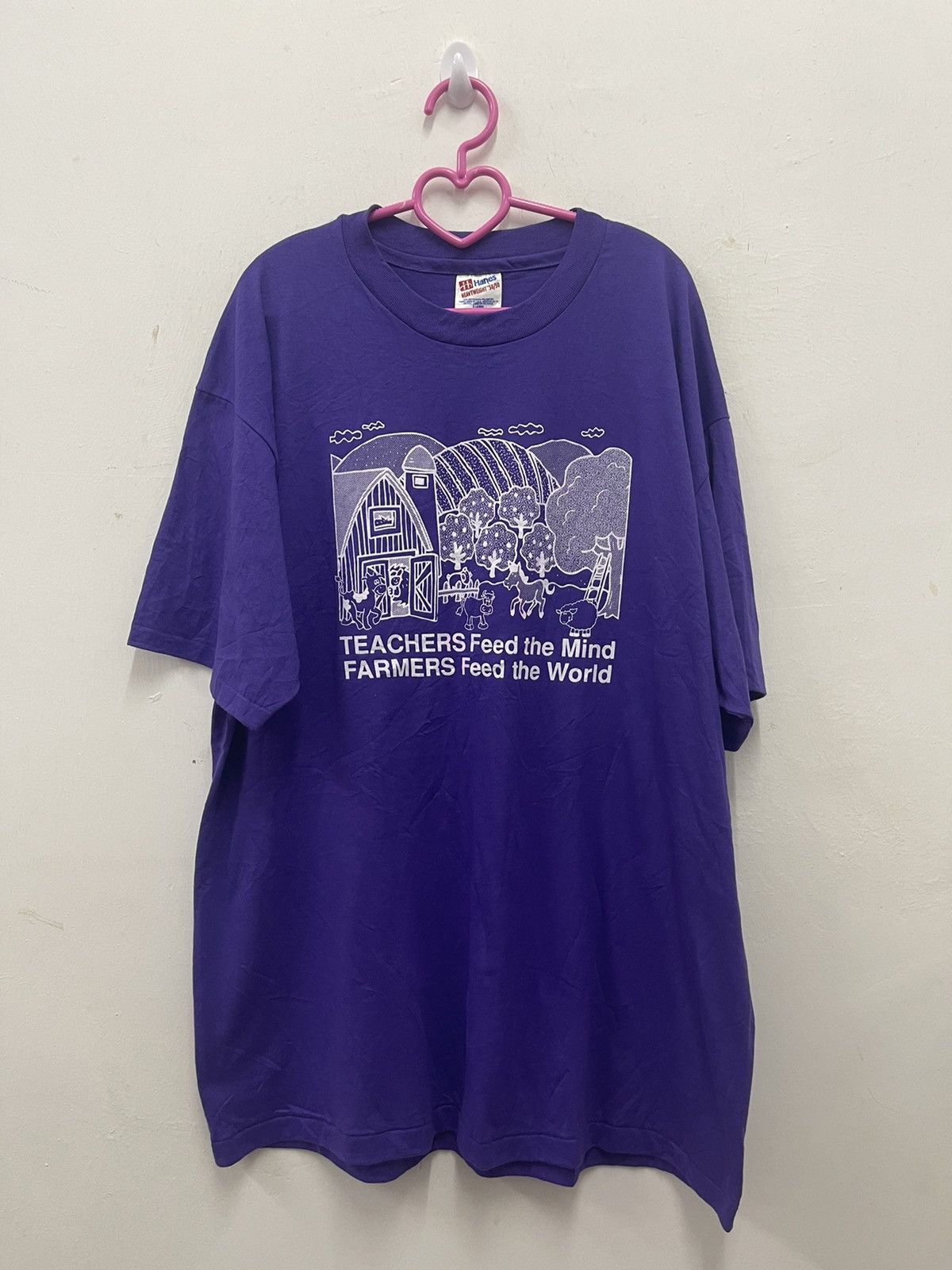 Vintage Rare 90s Vintage Graphic Wording Art Hanes Thrashed Tee Size US XL / EU 56 / 4 - 1 Thumbnail