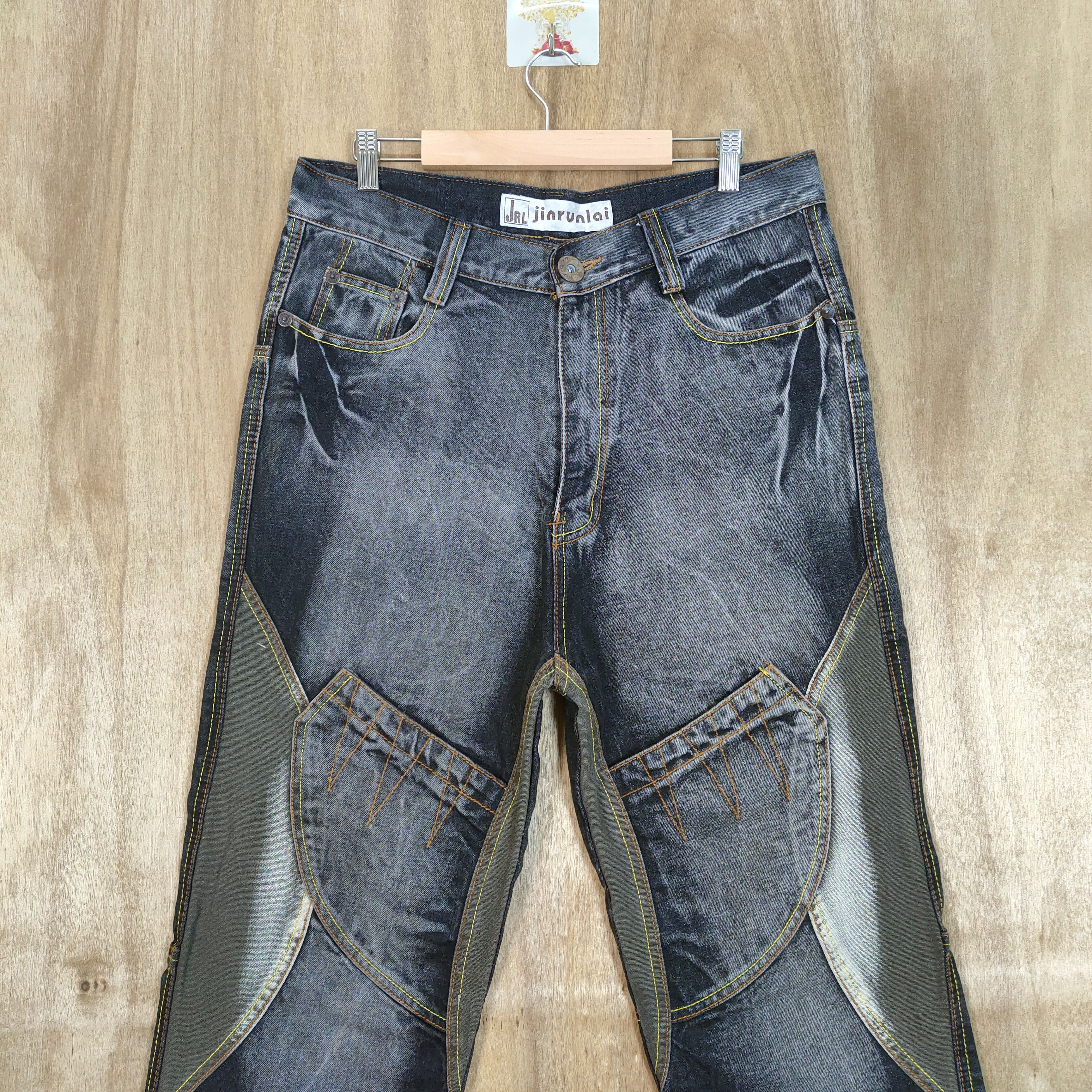 Japanese Brand VINTAGE JINRUNLAI FADED CARGO PANTS DOUBLE KNEE Size US 34 / EU 50 - 2 Thumbnail