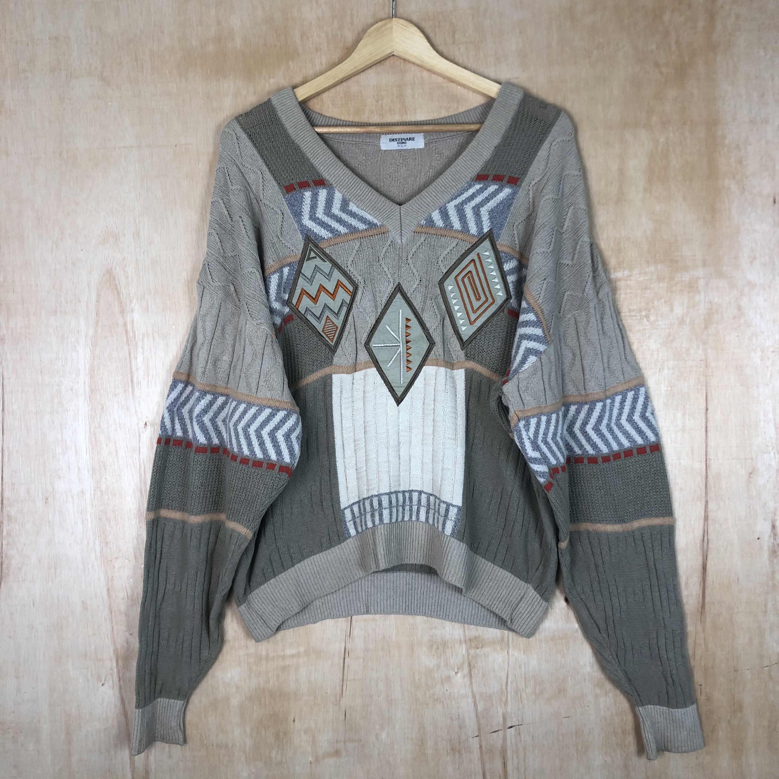 Vintage DLL Destinare Uomo navajo art brown Knitwear #c036DL Size US L / EU 52-54 / 3 - 1 Thumbnail