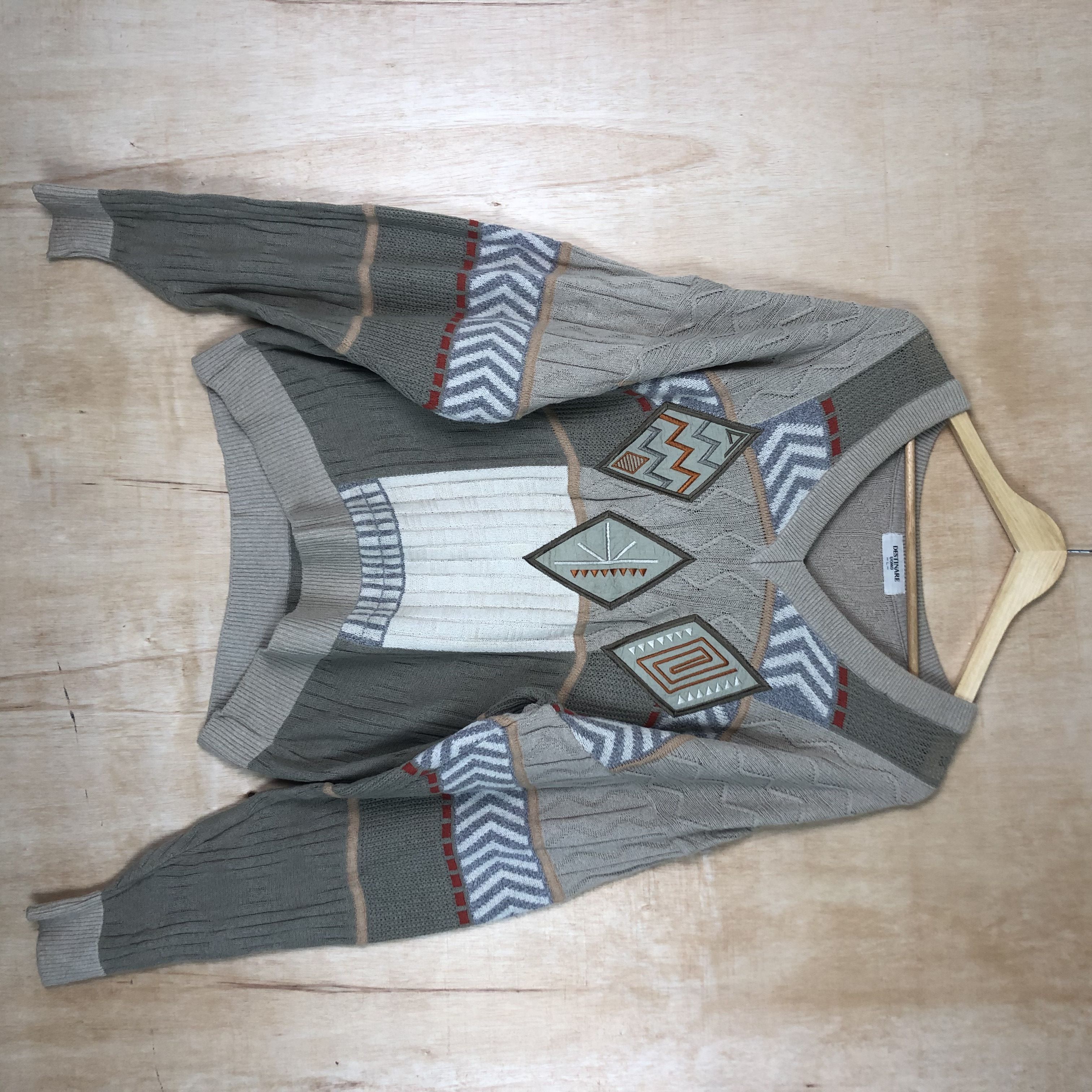image of Destinare Uomo Navajo Art Brown Knitwear C036Dl, Men's (Size Large)