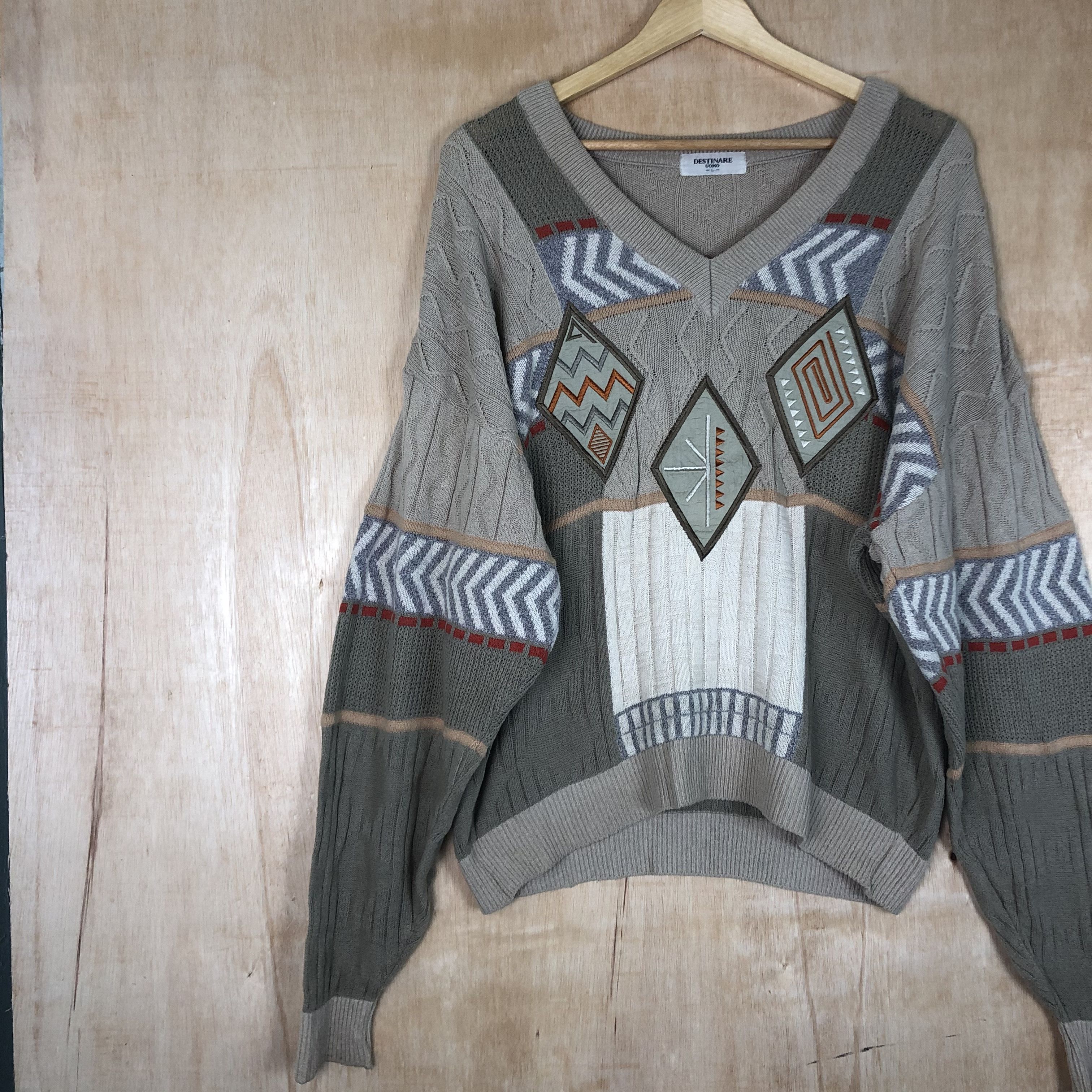 Vintage DLL Destinare Uomo navajo art brown Knitwear #c036DL Size US L / EU 52-54 / 3 - 3 Thumbnail