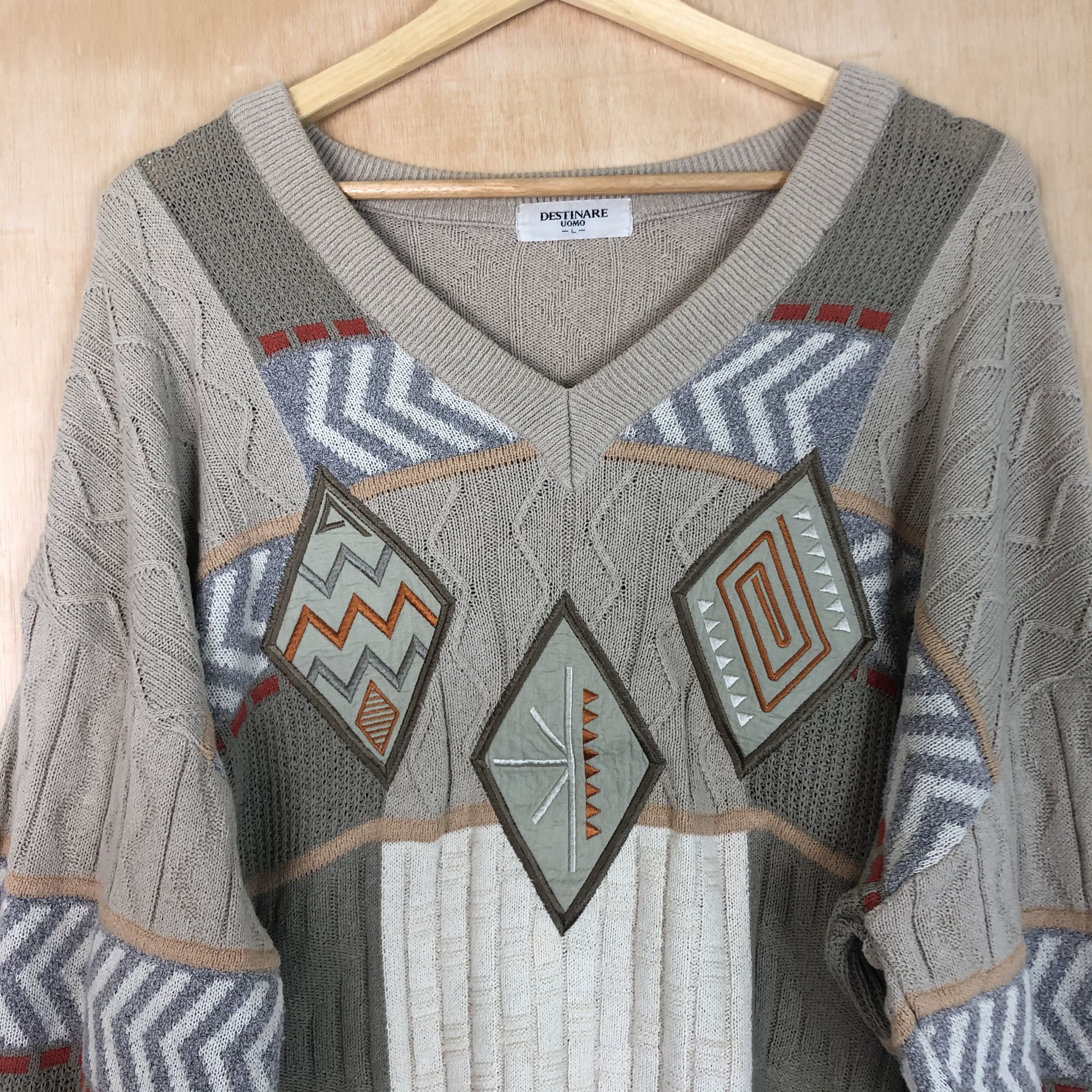 Vintage DLL Destinare Uomo navajo art brown Knitwear #c036DL Size US L / EU 52-54 / 3 - 4 Thumbnail