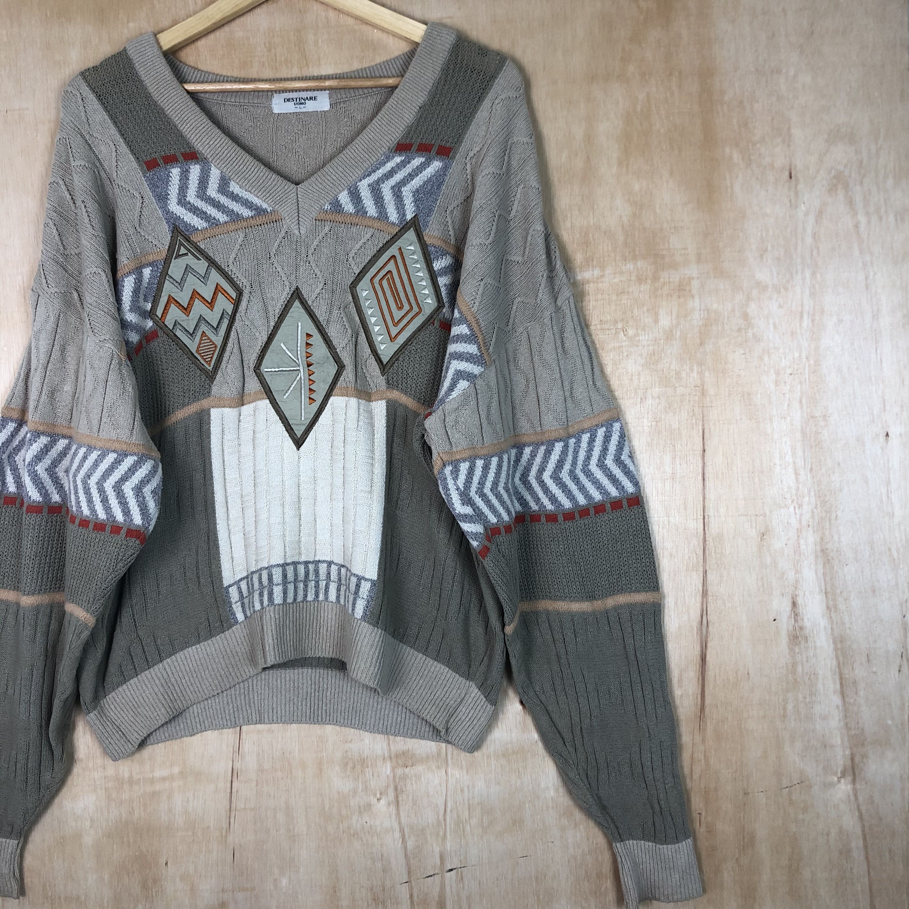Vintage DLL Destinare Uomo navajo art brown Knitwear #c036DL Size US L / EU 52-54 / 3 - 2 Thumbnail