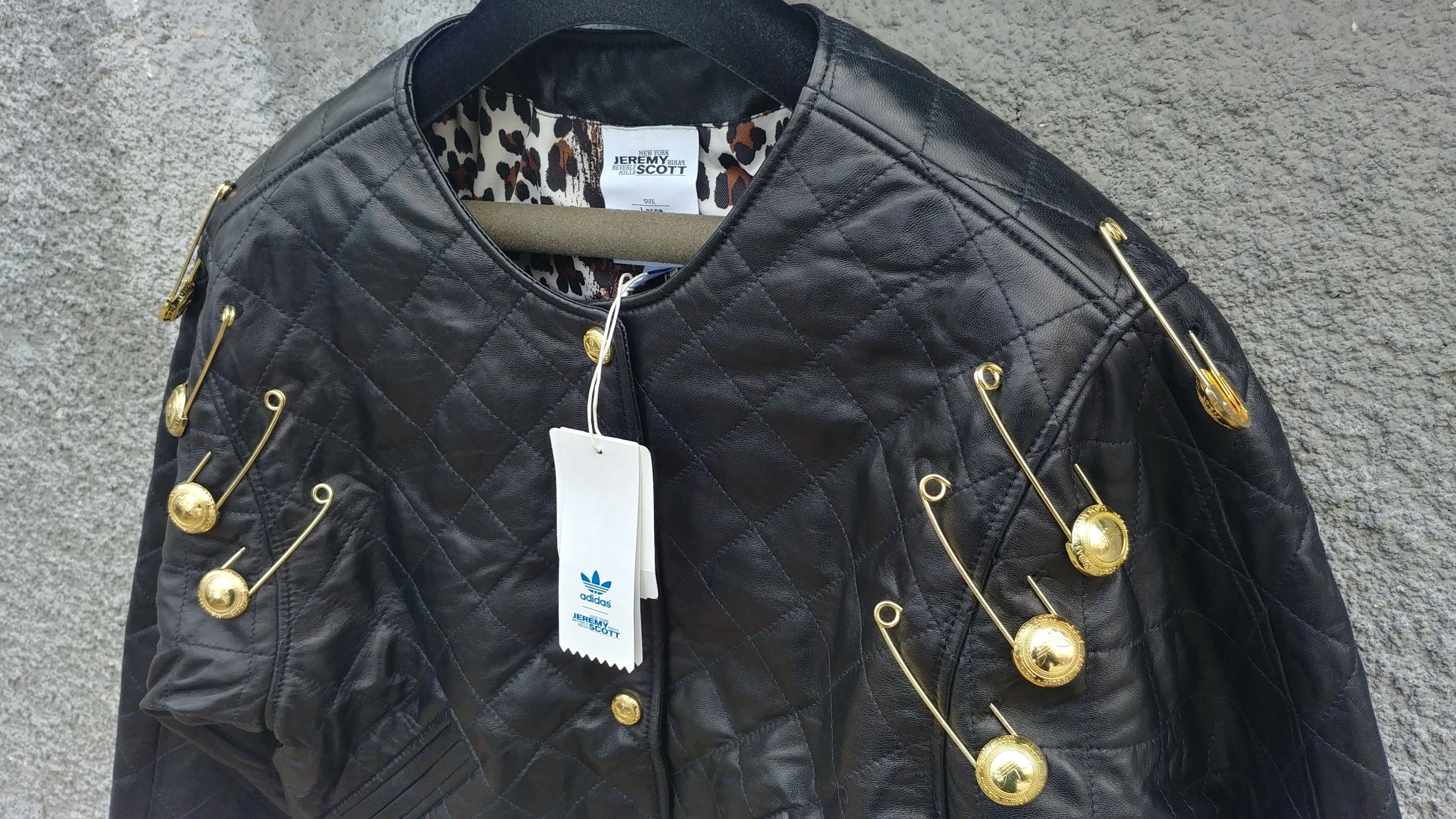 Adidas × Jeremy Scott $1000 Adidas Originals Jeremy Scott Quilted Leather Jacket Size L / US 10 / IT 46 - 9 Thumbnail