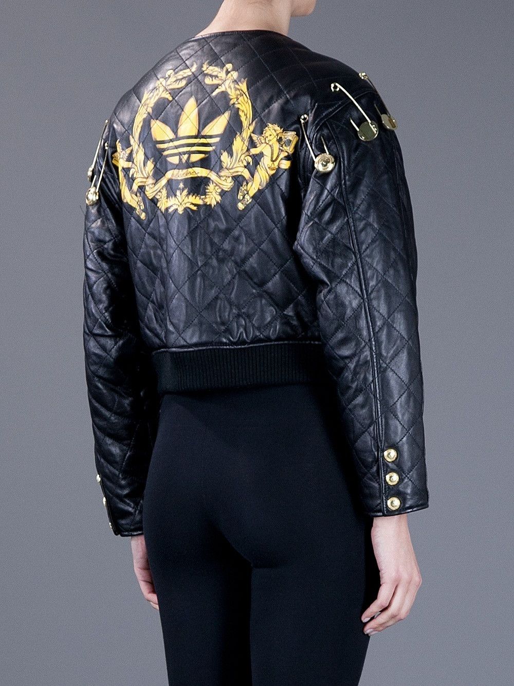 Adidas × Jeremy Scott $1000 Adidas Originals Jeremy Scott Quilted Leather Jacket Size L / US 10 / IT 46 - 5 Thumbnail