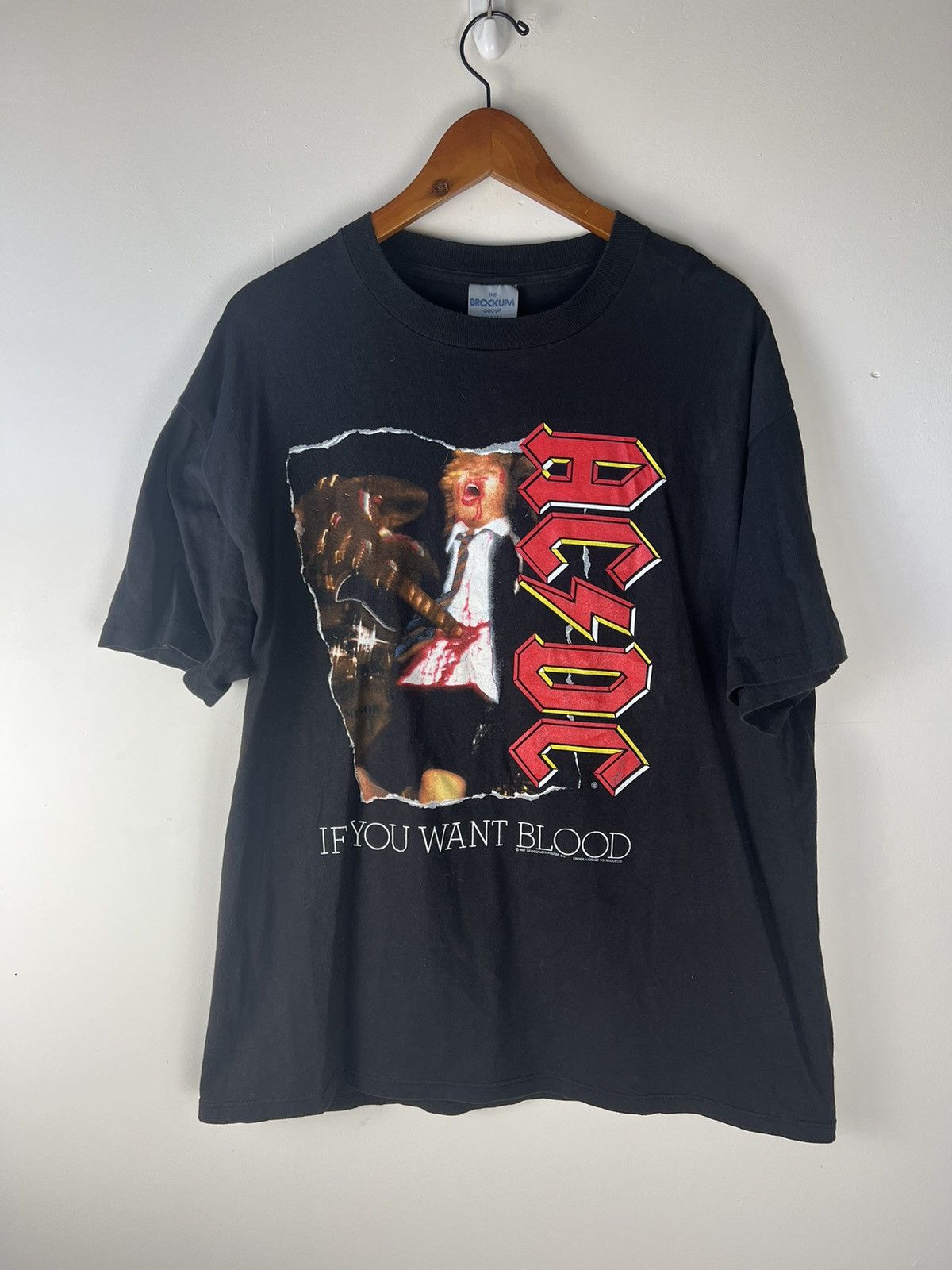 image of Vintage 1991 Acdc If You Want Blood Tour Tee in Black, Men's (Size XL)