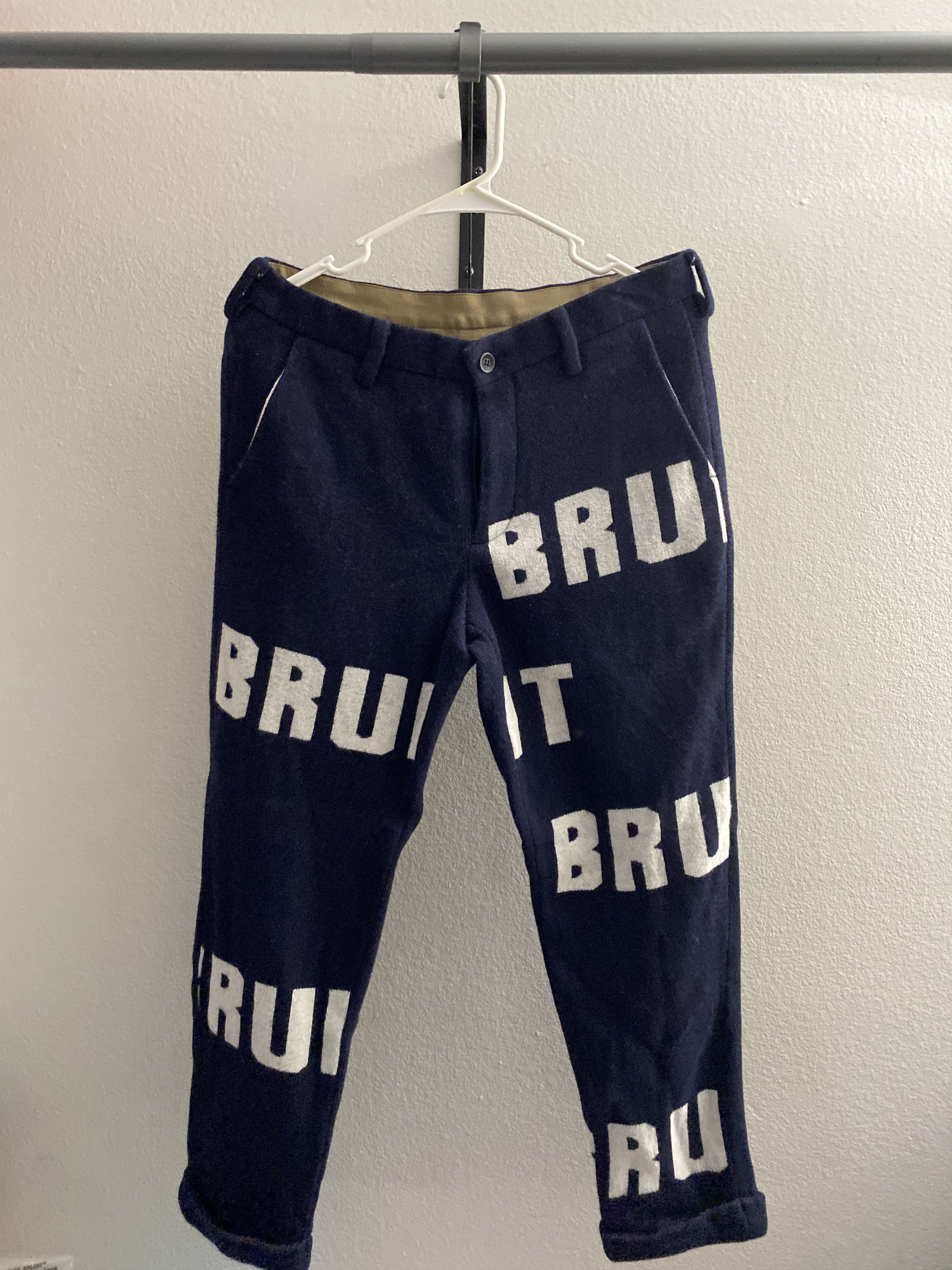 Pre-owned Undercover Aw13 Bruit Wool Cropped Pants In Navy