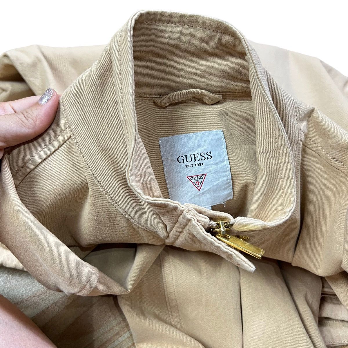 GUESS LIGHT BROWN LIGHT y2k JACKET MULTI POCKET