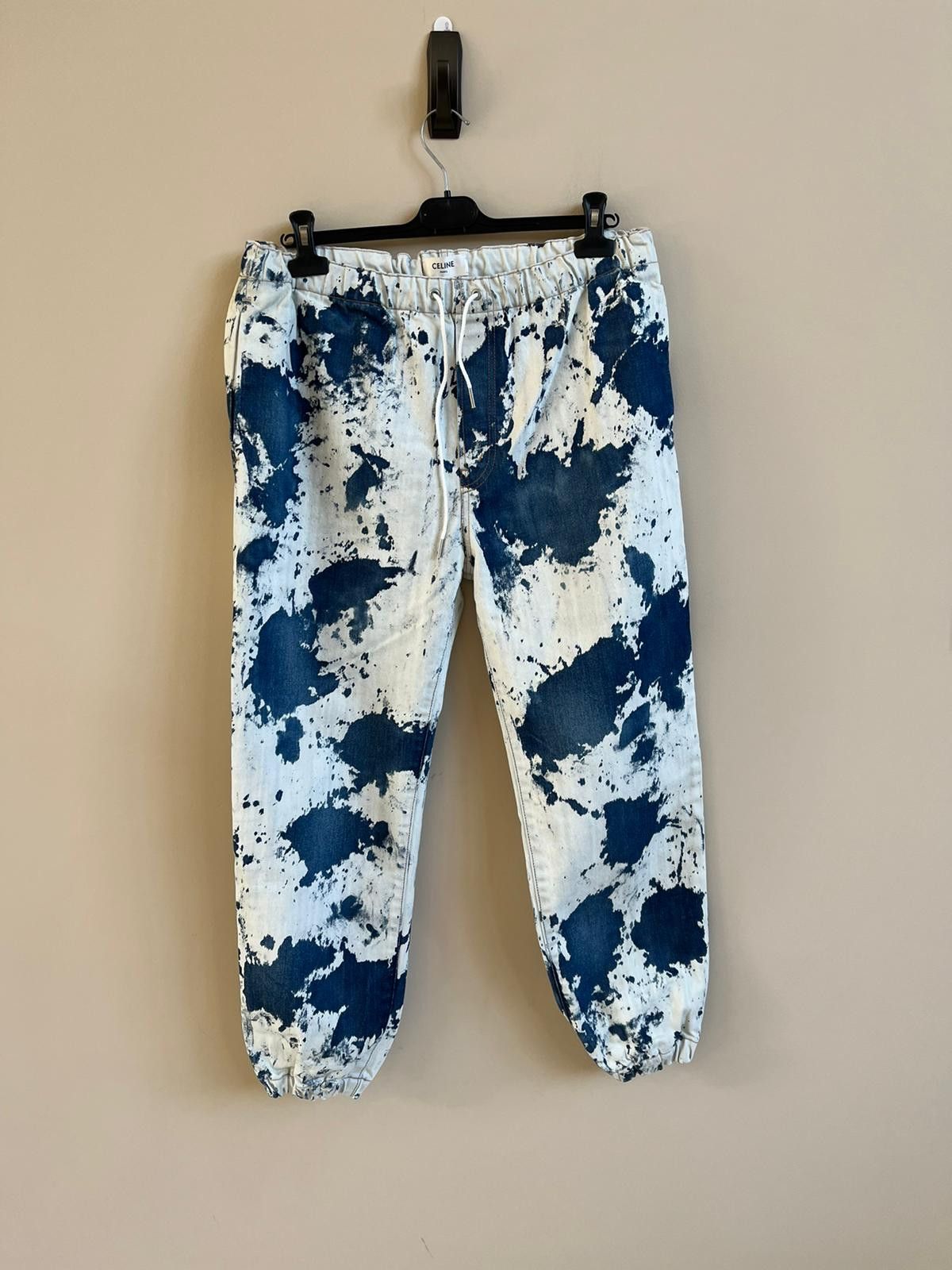 image of Celine Bleach Spot Denim Jogger In Blue & White in Blue/White, Men's (Size 30)