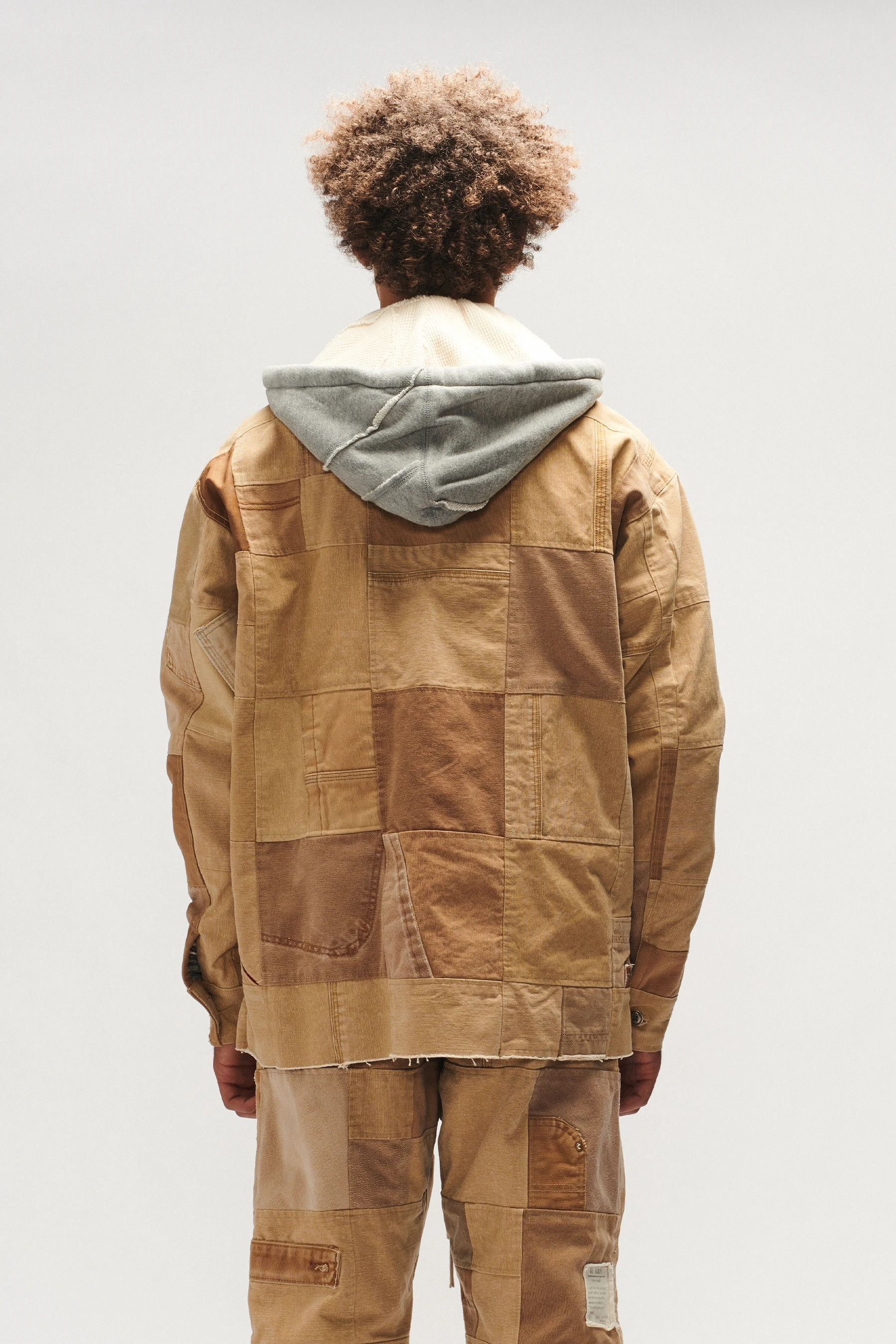 Greg Lauren $3750 GREG LAUREN Tan Work Canvas Scrapwork Hooded Jacket Size US XXL / EU 58 / 5 - 3 Thumbnail