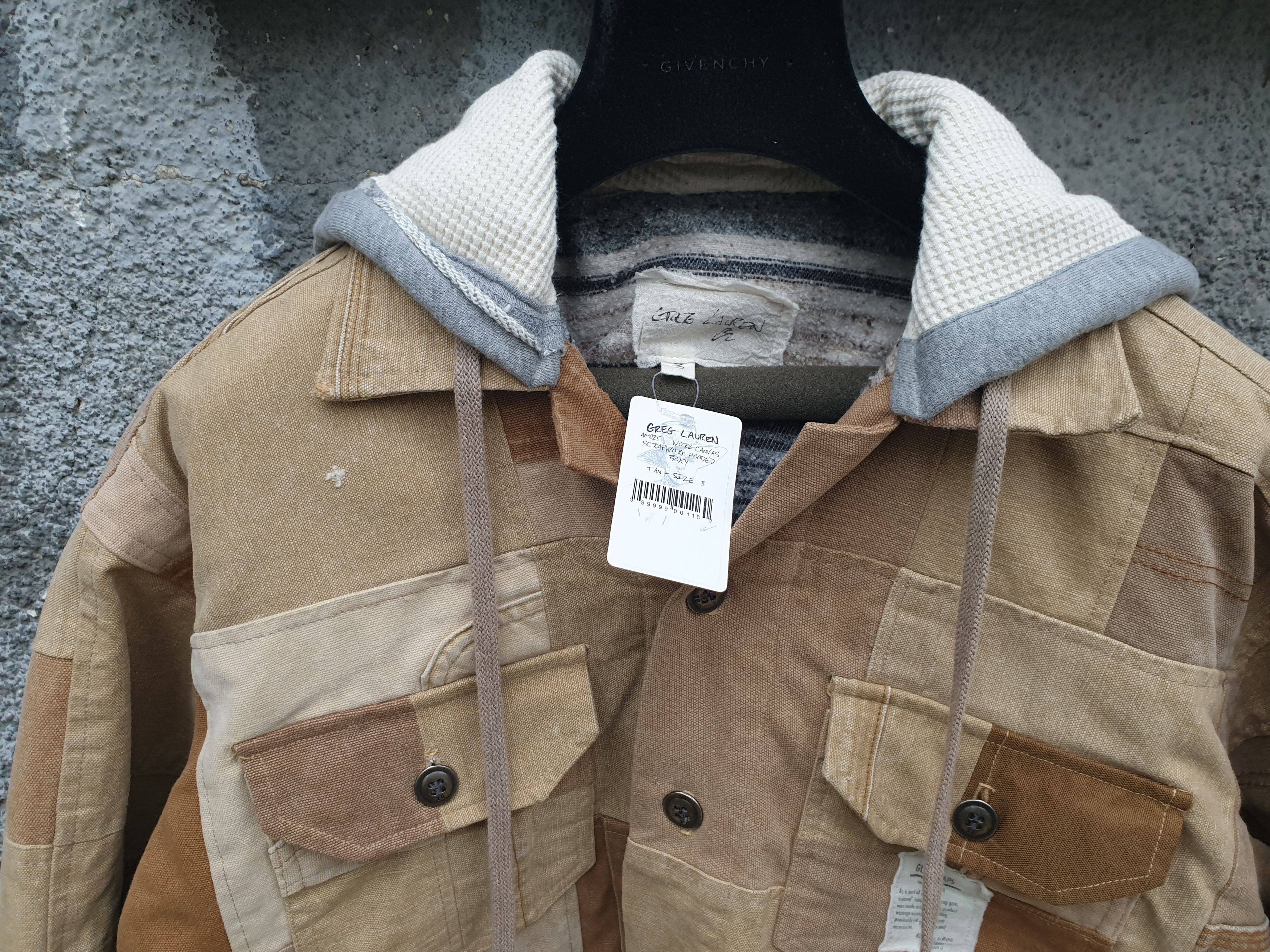 Greg Lauren $3750 GREG LAUREN Tan Work Canvas Scrapwork Hooded Jacket Size US XXL / EU 58 / 5 - 8 Thumbnail