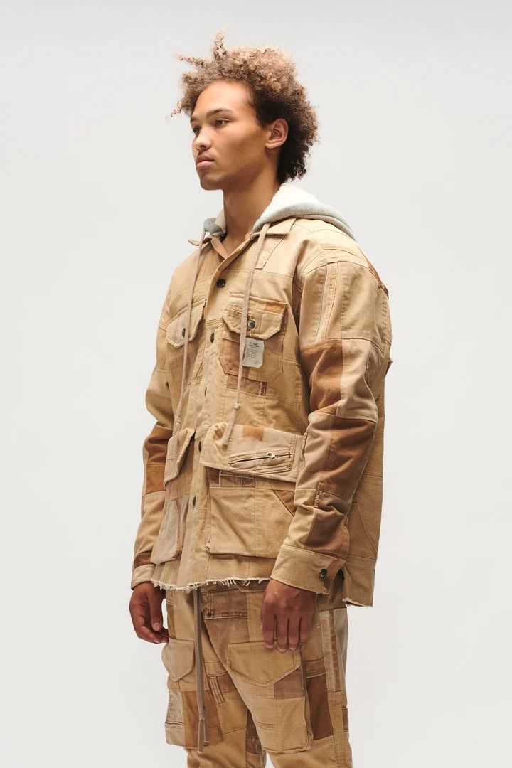Greg Lauren $3750 GREG LAUREN Tan Work Canvas Scrapwork Hooded Jacket Size US XXL / EU 58 / 5 - 4 Thumbnail